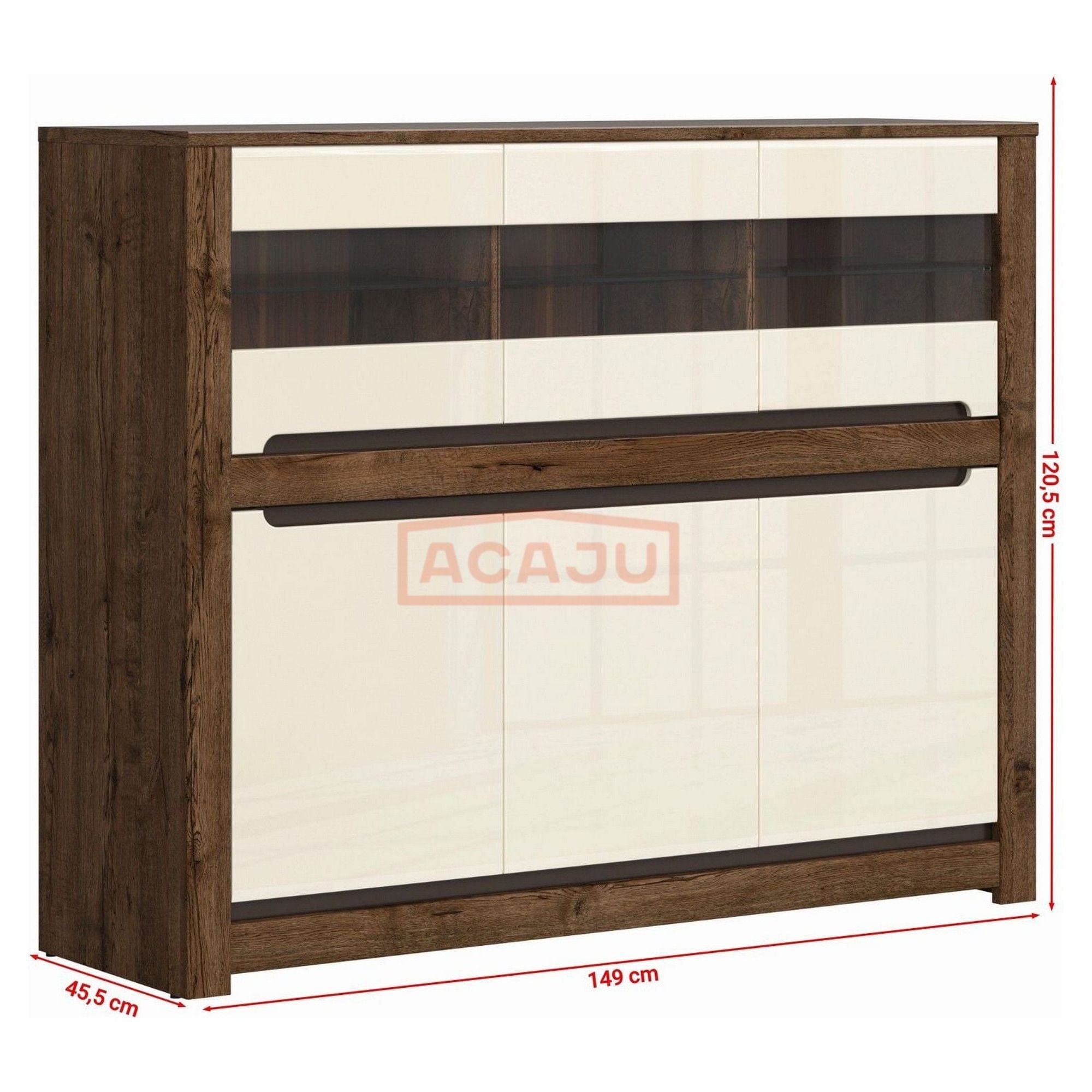 Comoda RUSO KOM3W3D, nuc/bej, PAL, 149x46x121 cm