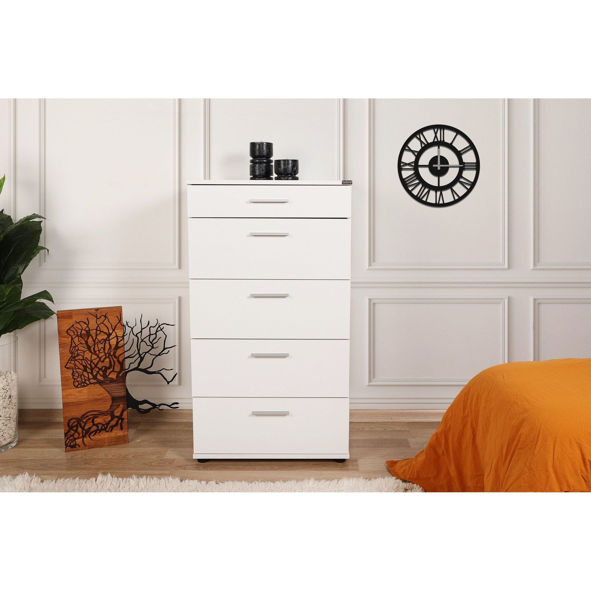 Comoda SFN-550-BB-1, alb, PAL melaminat, 60x44x108 cm