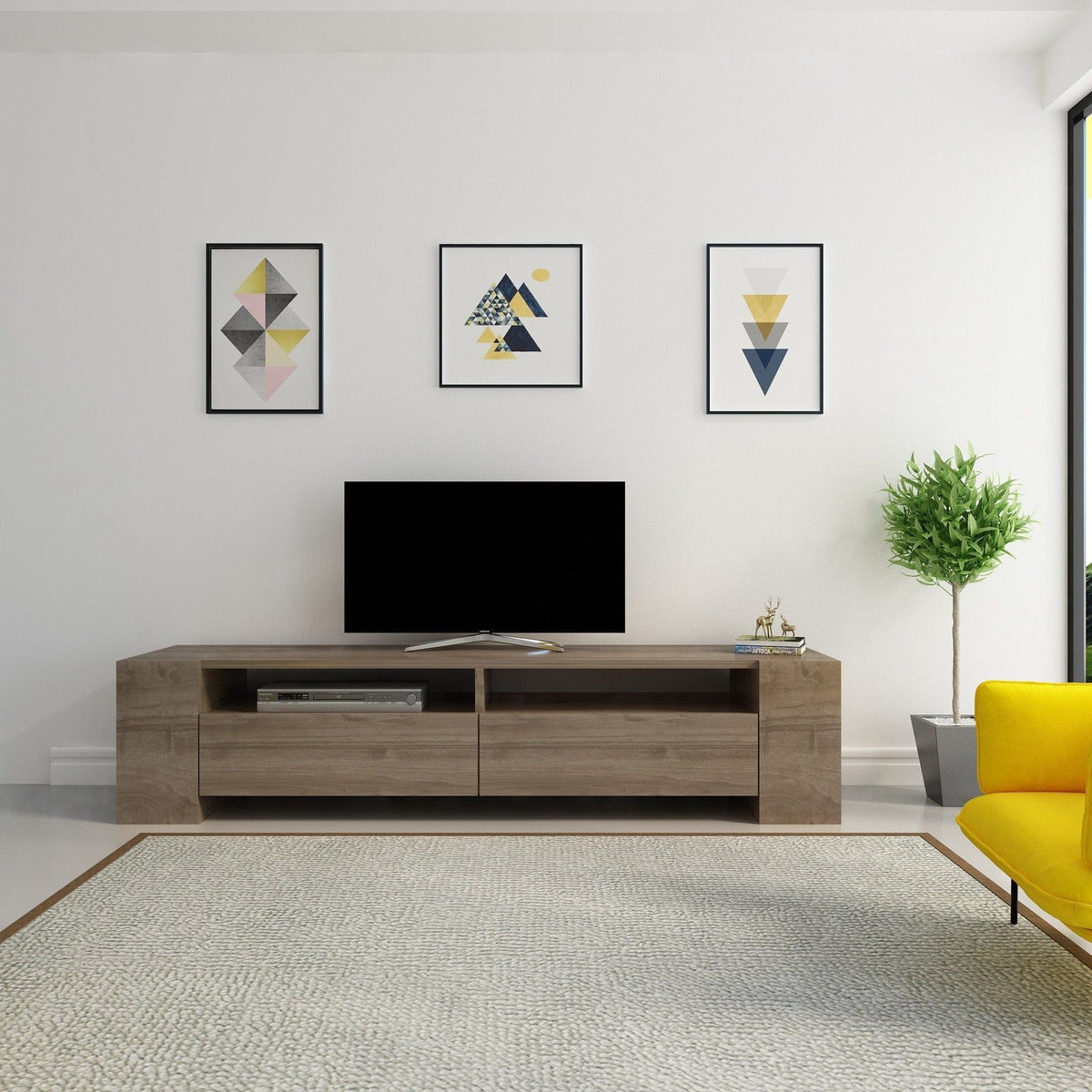 Comoda Sosruko, nuc, PAL melaminat, 155x35x35 cm