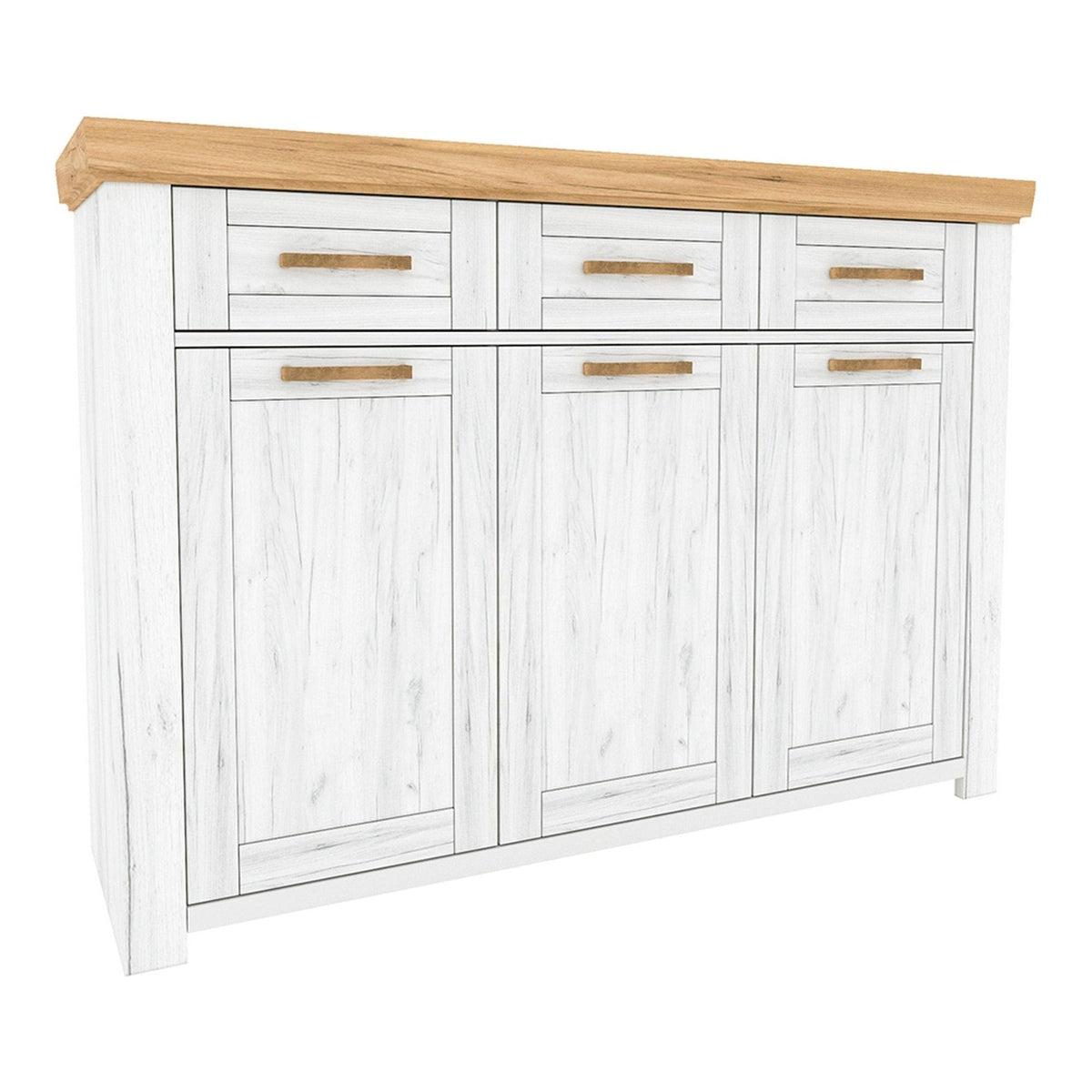 Comoda SUDBURY G, stejar craft auriu/stejar craft alb, DTD laminat, 138x42x97 cm