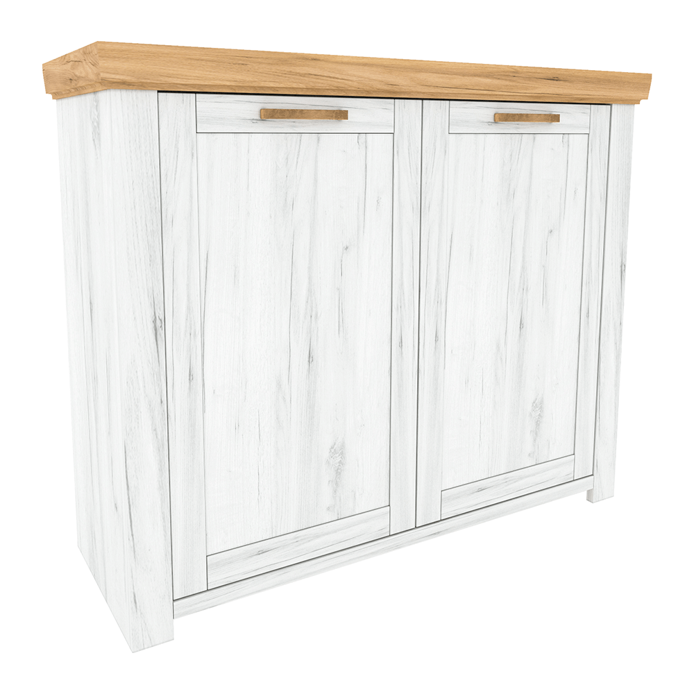 Comoda SUDBURY J, stejar craft auriu/stejar craft alb, DTD laminat, 118x42x97 cm