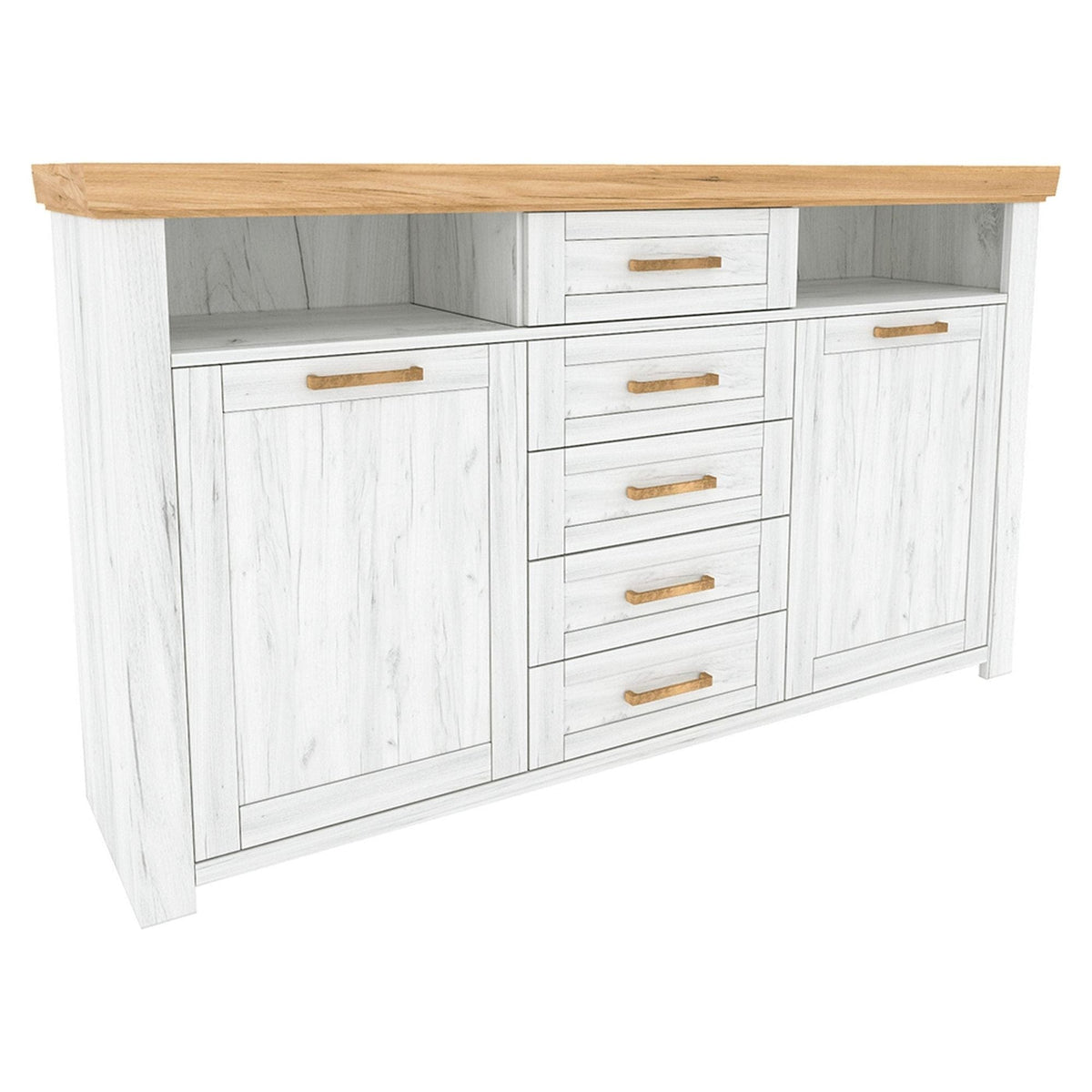 Comoda SUDBURY, stejar craft auriu/stejar craft alb, DTD laminat, 168x42x97 cm