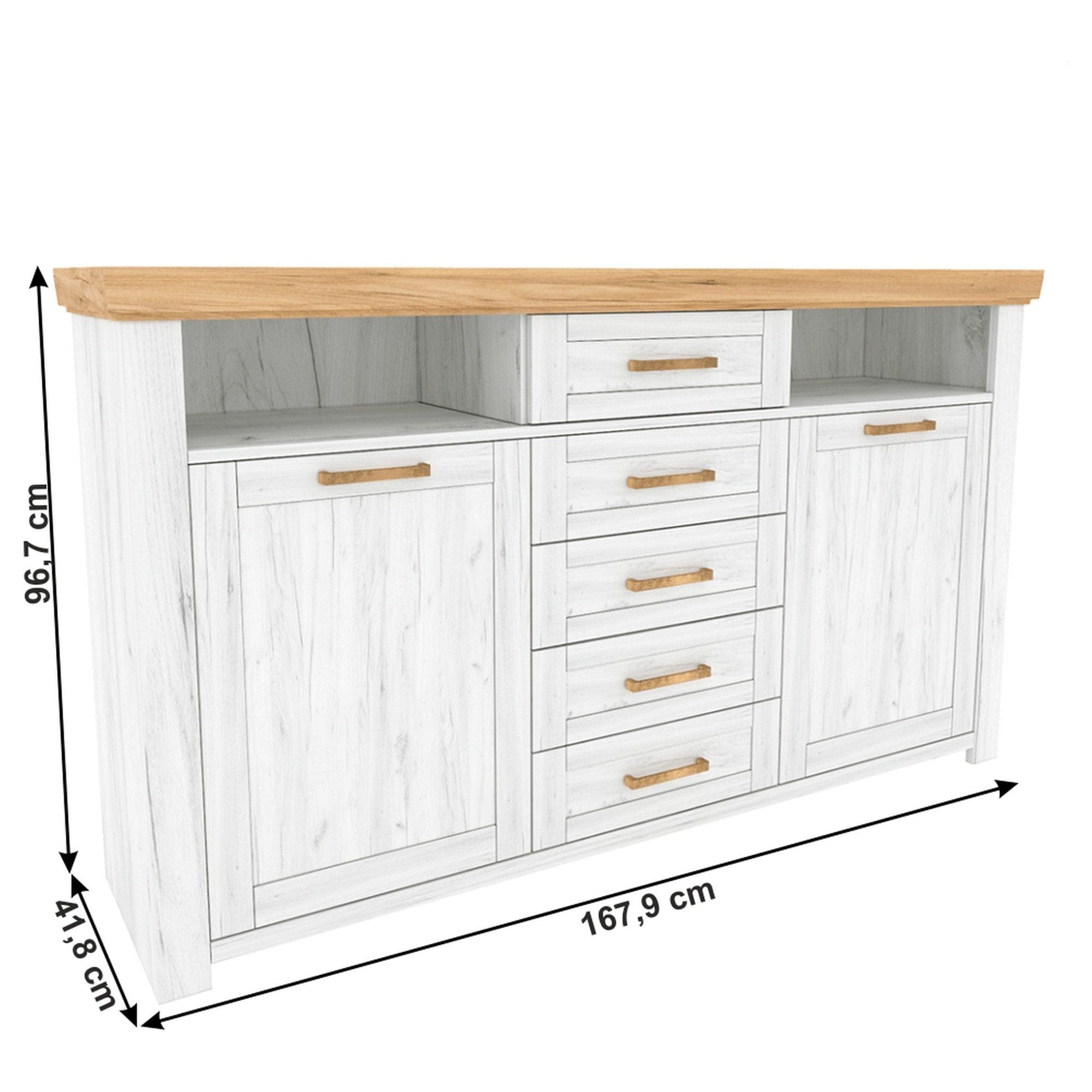 Comoda SUDBURY, stejar craft auriu/stejar craft alb, DTD laminat, 168x42x97 cm