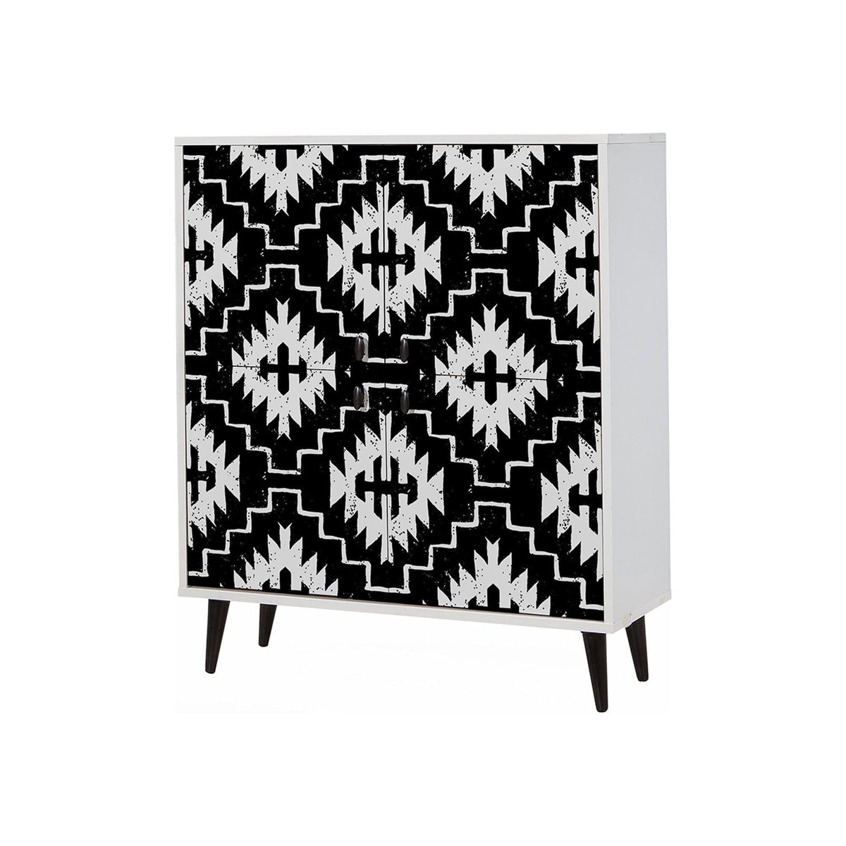 Comoda Swan, alb/negru, PAL melaminat, 95x36x111 cm