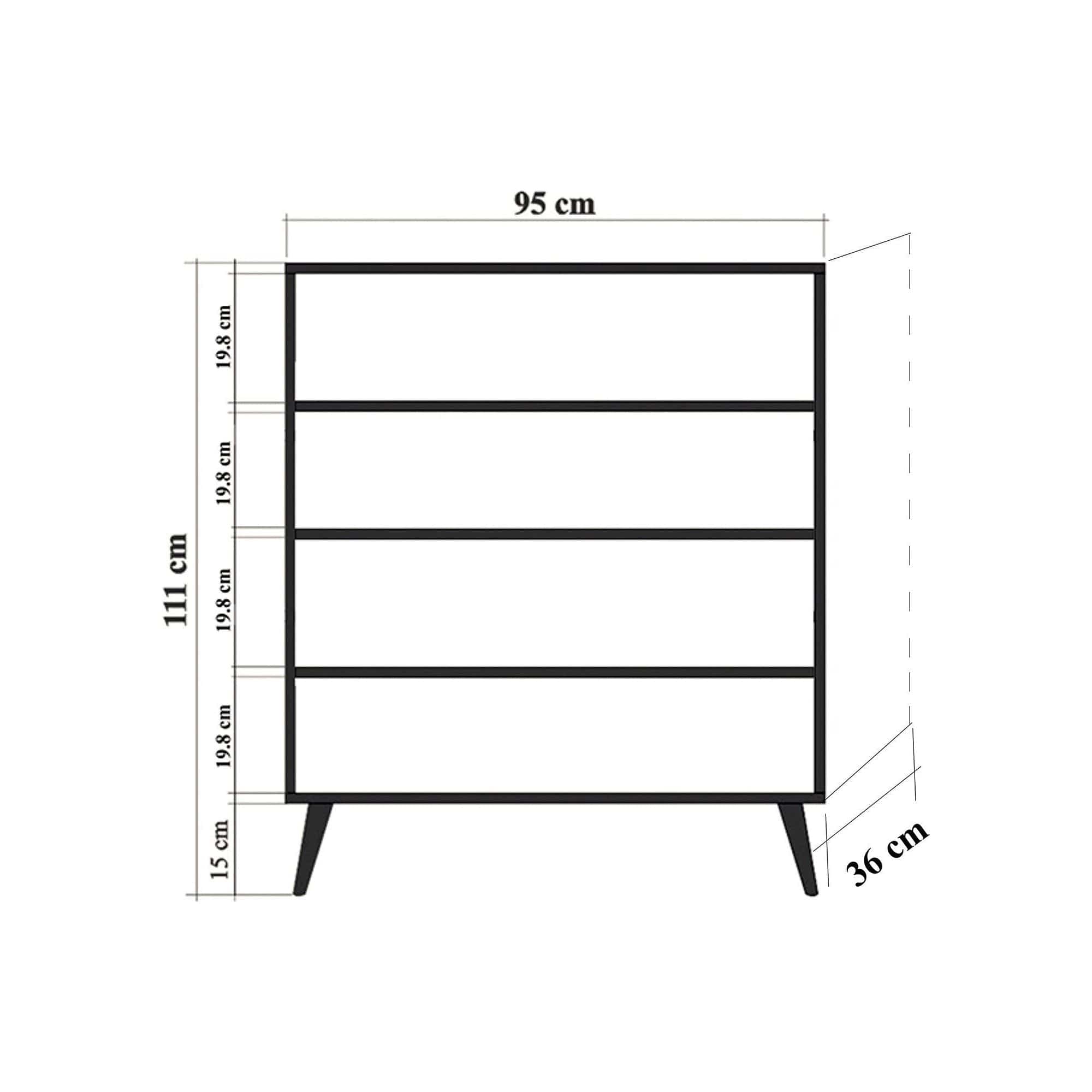 Comoda Swan, alb/negru, PAL melaminat, 95x36x111 cm
