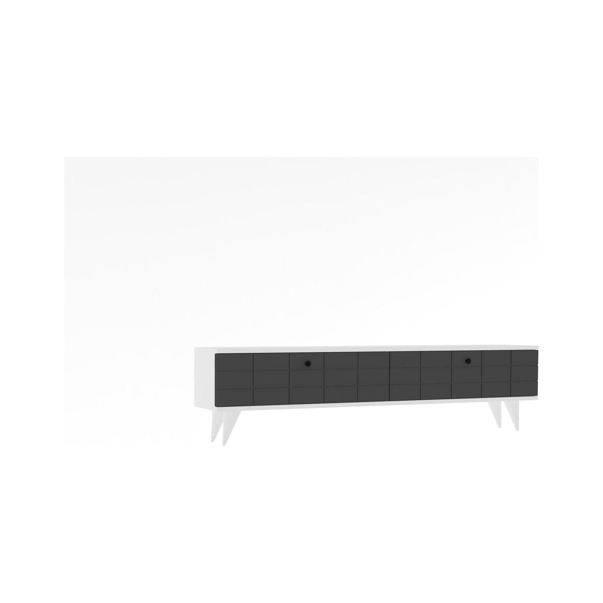 Comoda TV Alberi, alb/gri antracit, PAL melaminat, 160x25x35 cm