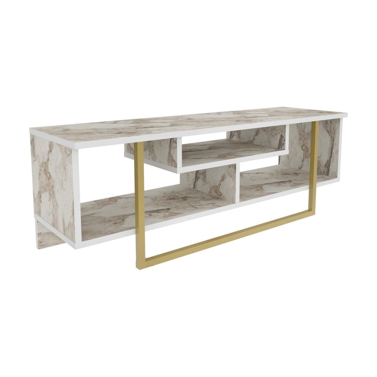 Comoda TV ASAL 120, bej/alb, PAL melaminat, 120x35x40 cm