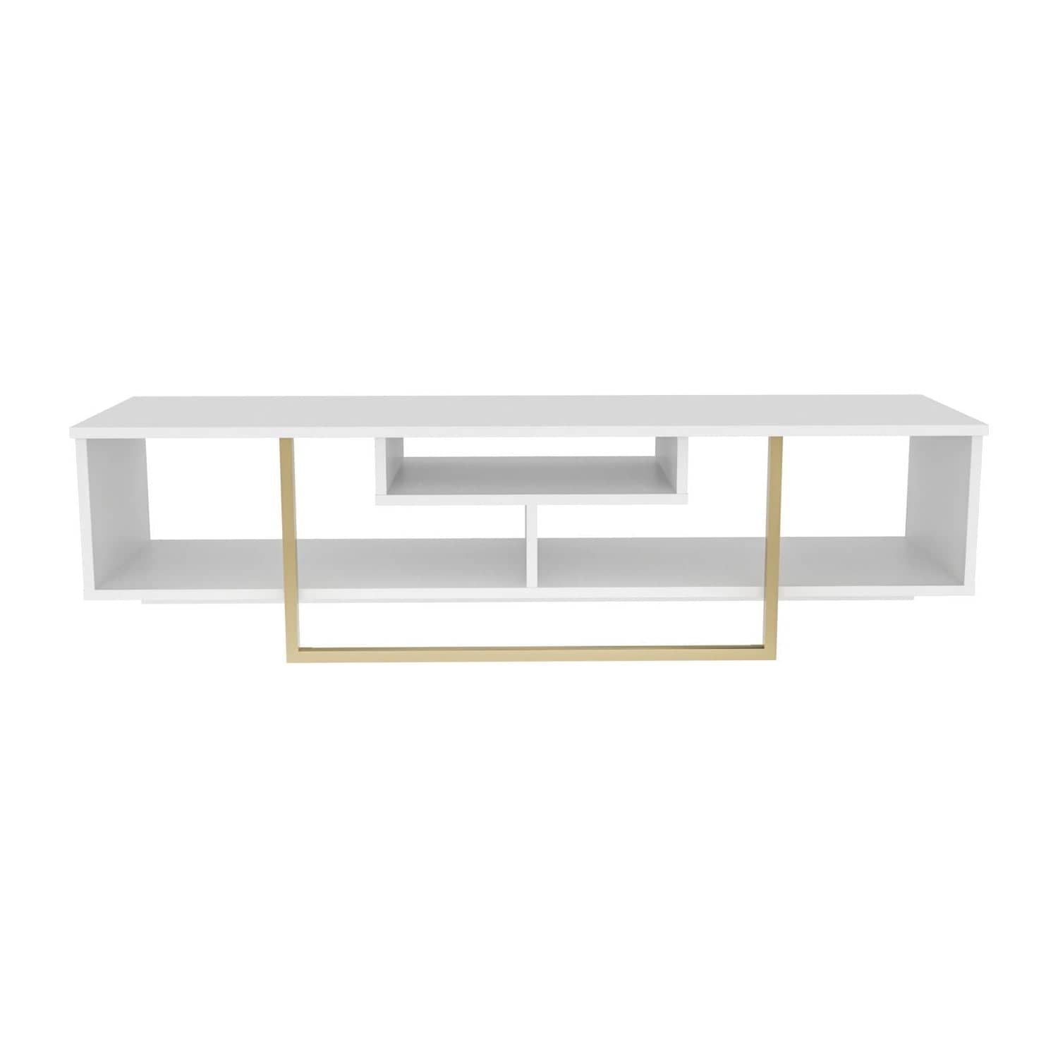 Comoda TV ASAL 150, alb/auriu, PAL melaminat, 150x35x40 cm