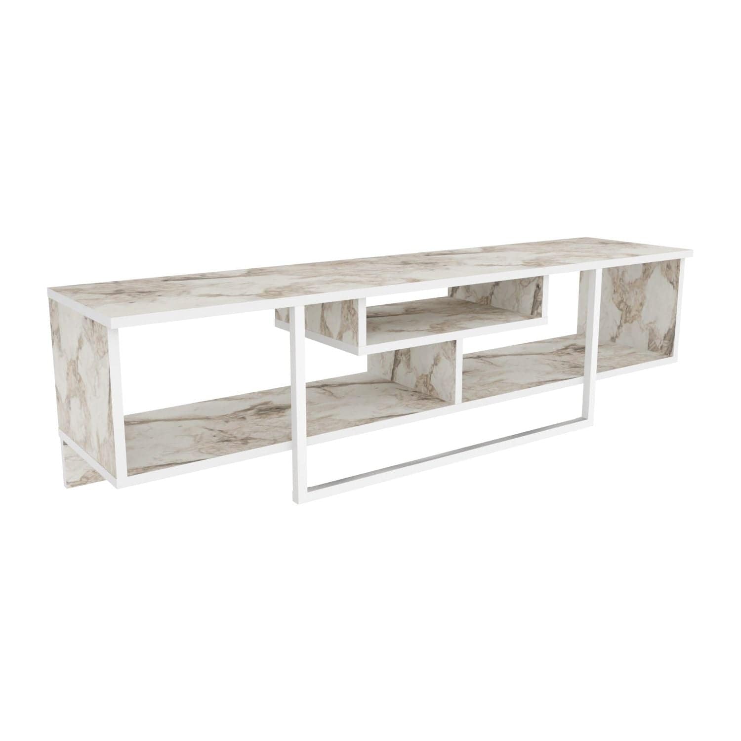 Comoda TV ASAL 150, alb/bej, PAL melaminat, 150x35x40 cm