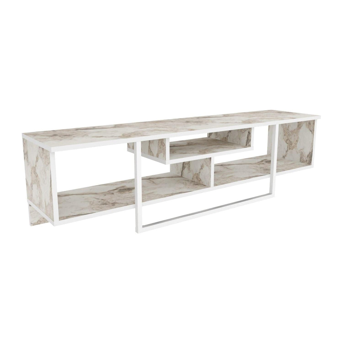 Comoda TV ASAL 150, alb/bej, PAL melaminat, 150x35x40 cm