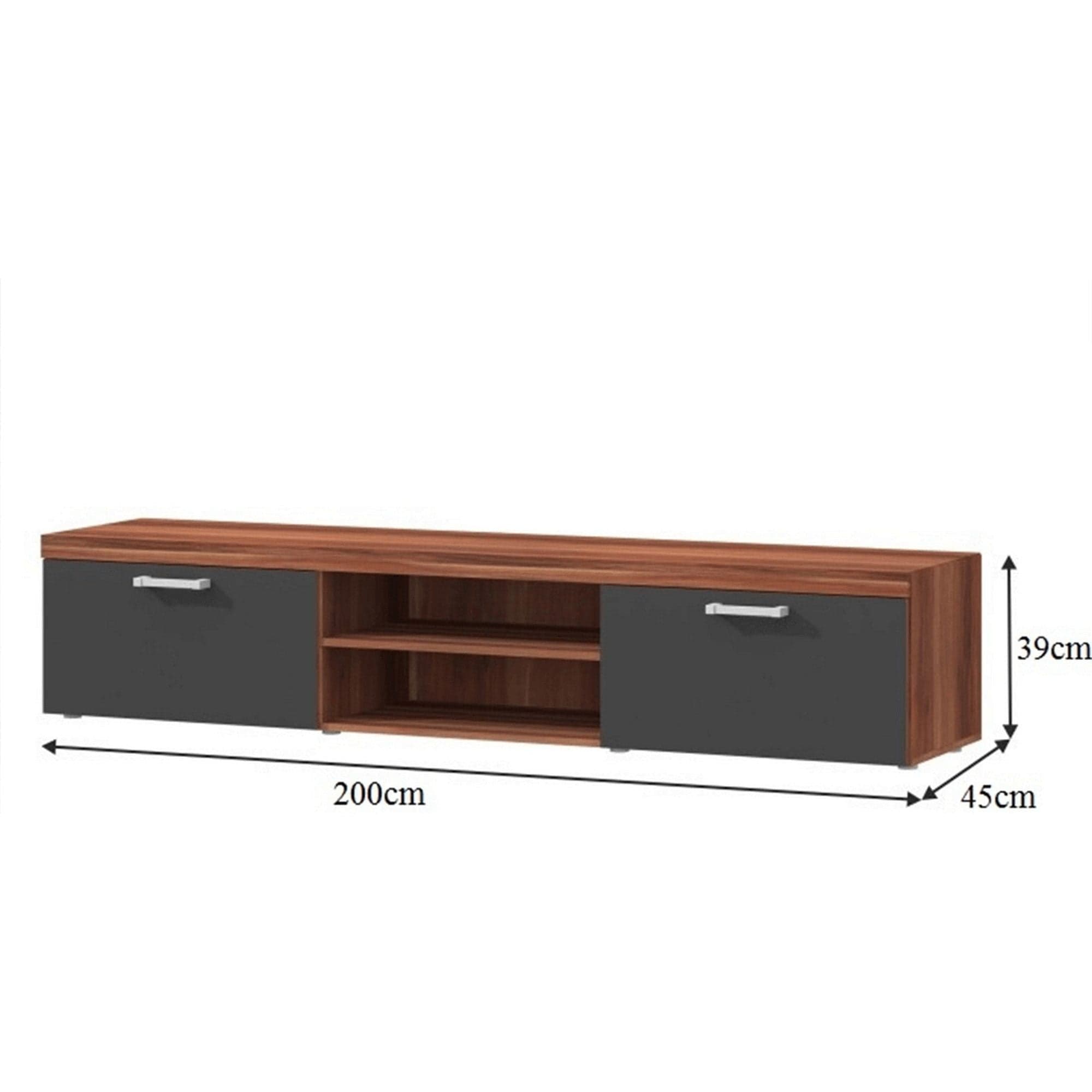 Comoda TV CHERIS 8, prun/grafit, DTD laminat, 200x45x39 cm