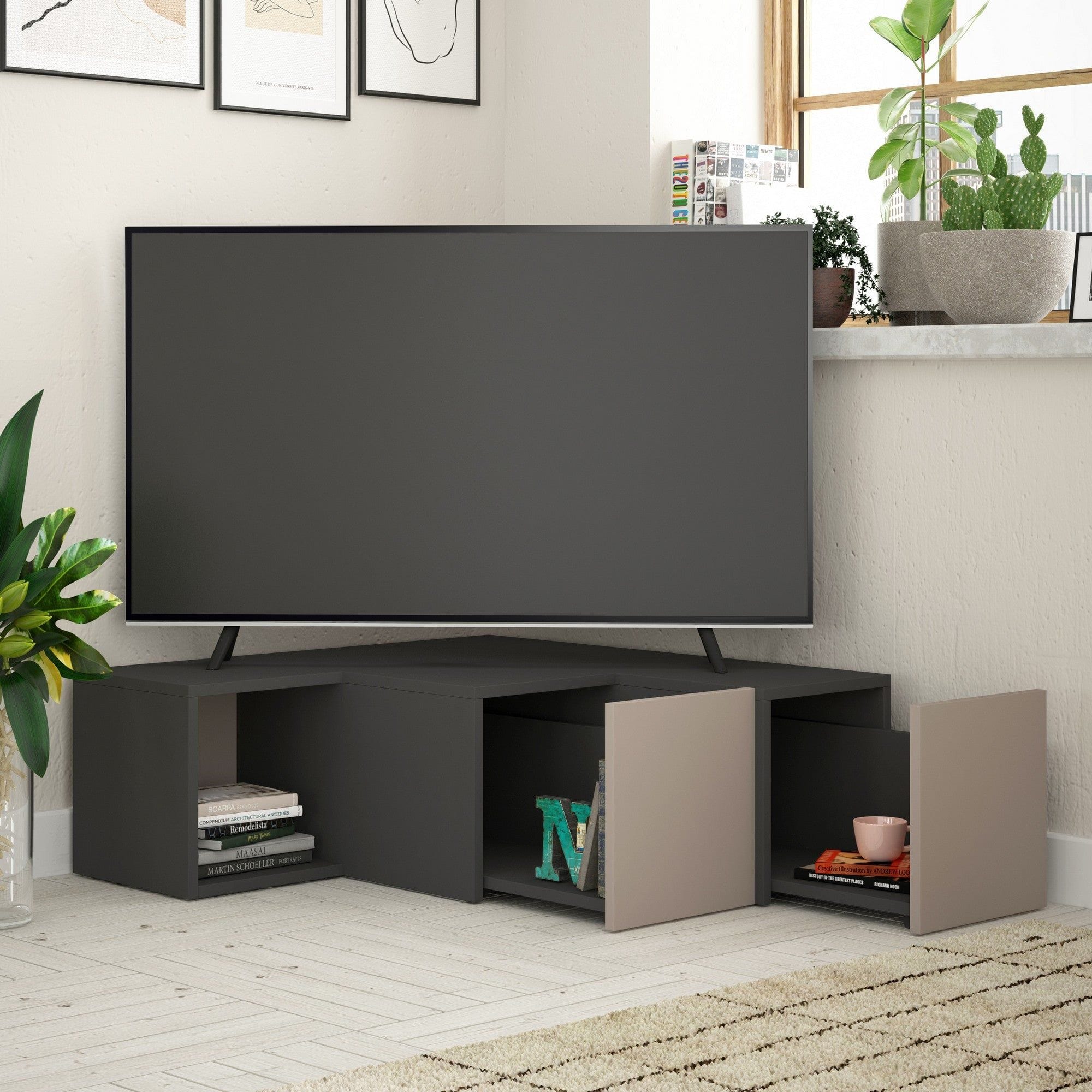 Comoda TV COMPACT, gri antracit, PAL melaminat, 90x30/92x32 cm