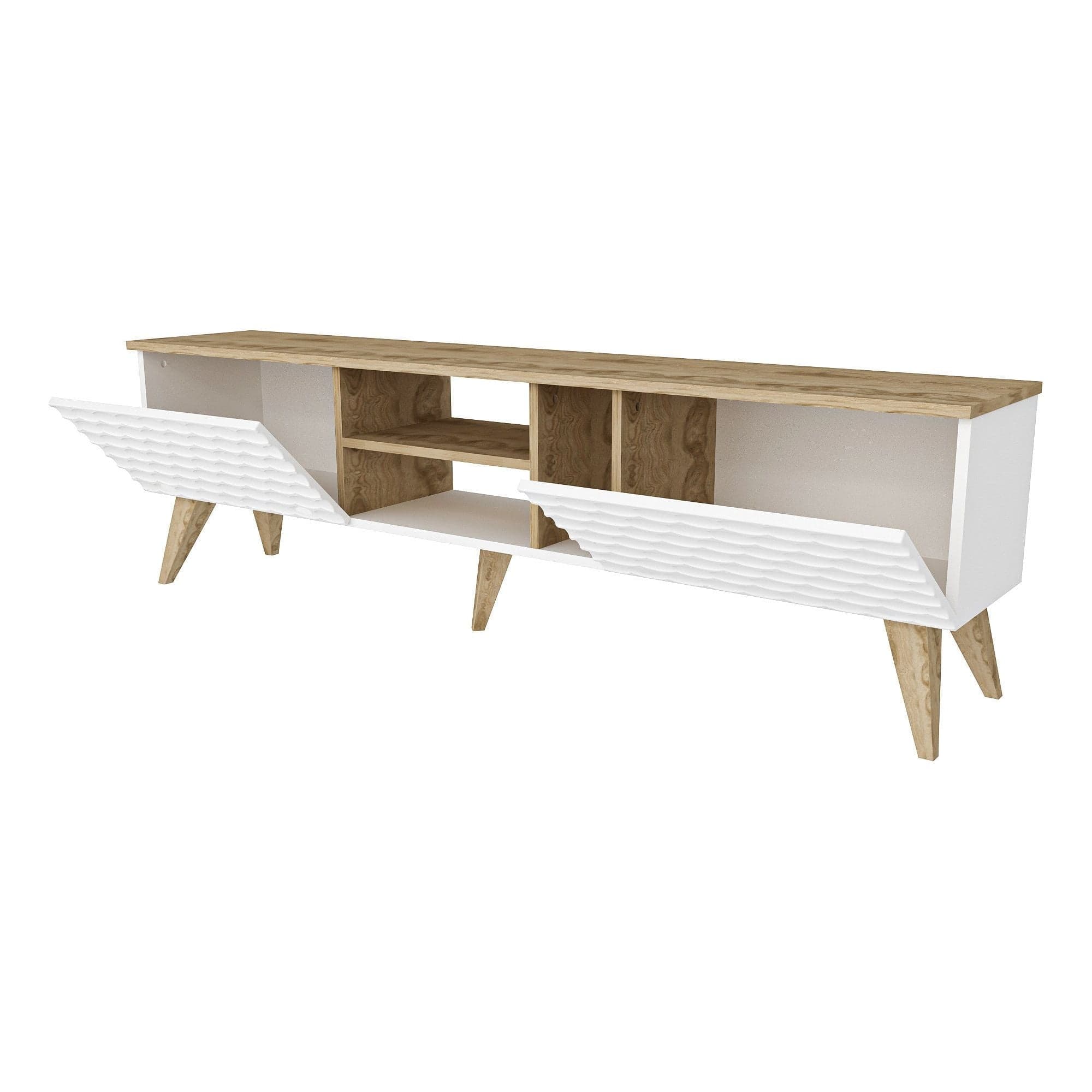 Comoda TV Egg, stejar/alb, PAL melaminat, 180x35x53 cm