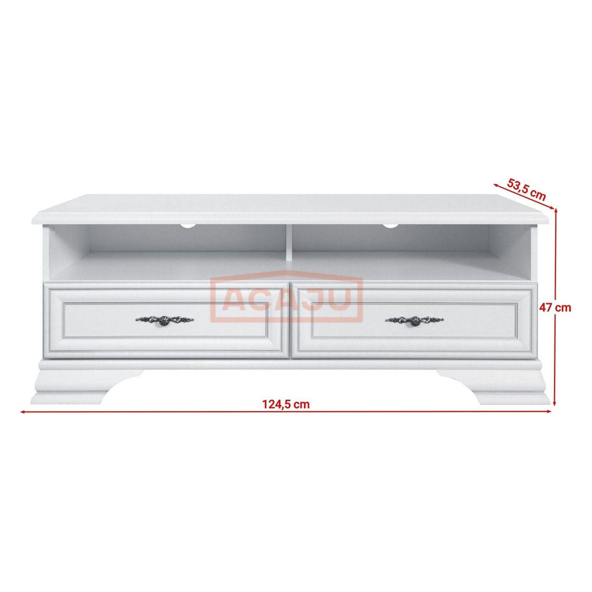 Comoda TV IDENTO, alb, PAL/MDF, 125x54x47 cm