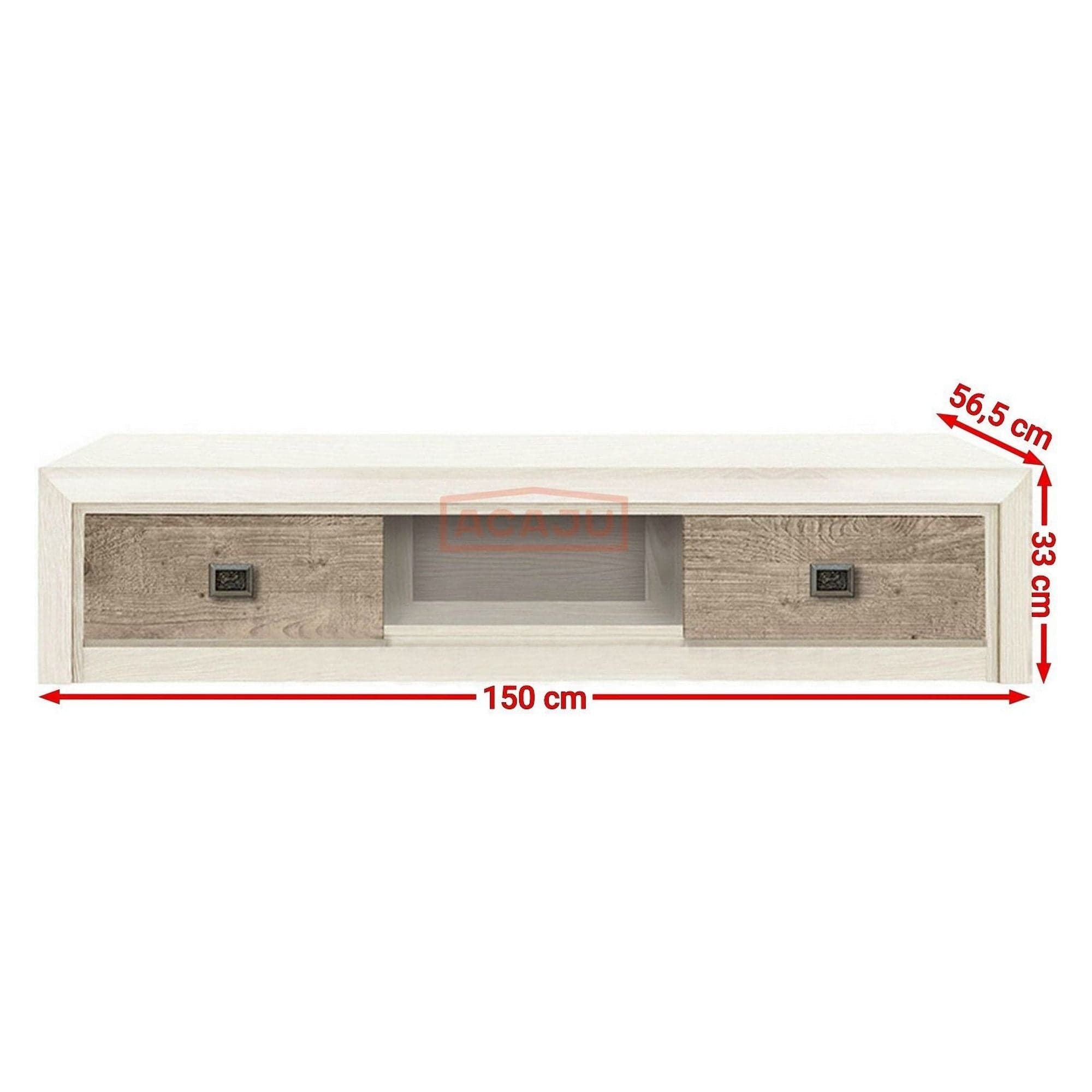 Comoda TV KOEN 2, pin canyon/stejar Karbel, PAL, 150x57x33 cm