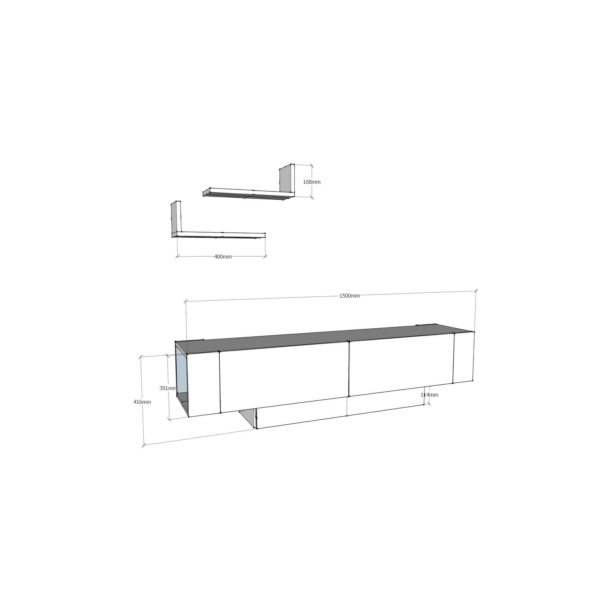 Comoda TV Matera, alb, PAL melaminat, 150x32x42 cm