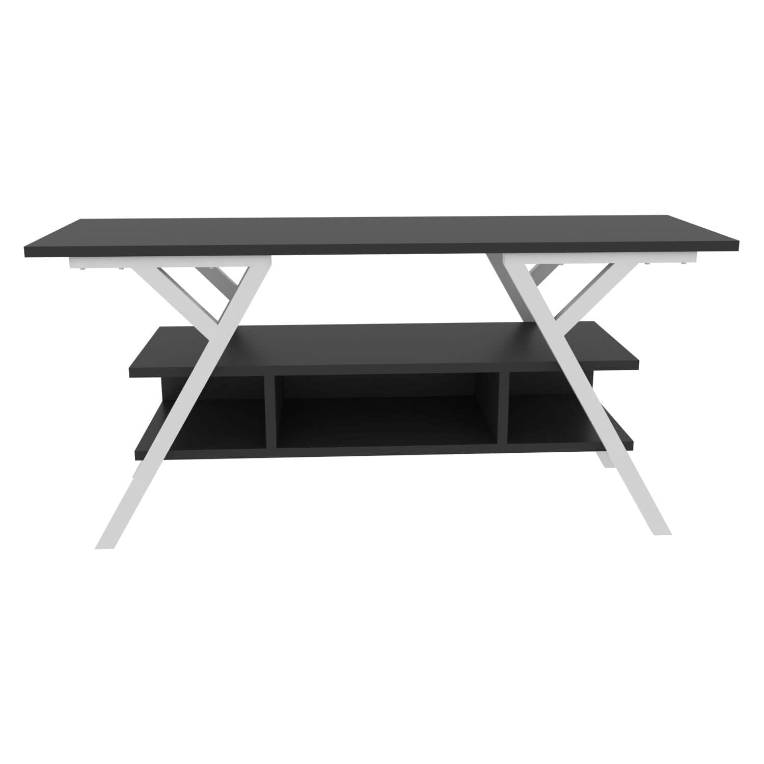 Comoda TV MINERVA, gri antracit/alb, PAL melaminat/metal, 120x35x55 cm