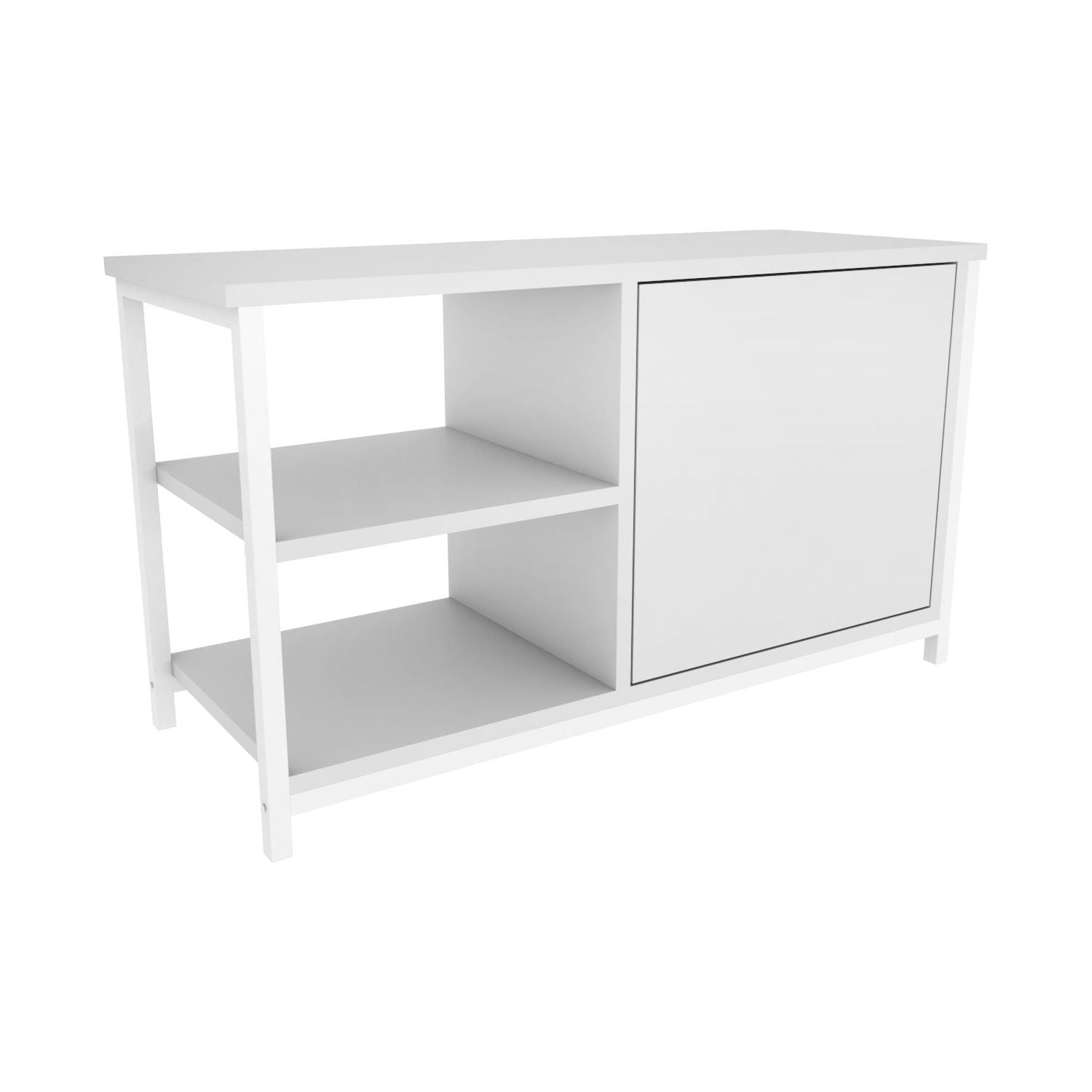 Comoda TV MUSKEGON, alb, PAL melaminat/metal, 90x35x51 cm