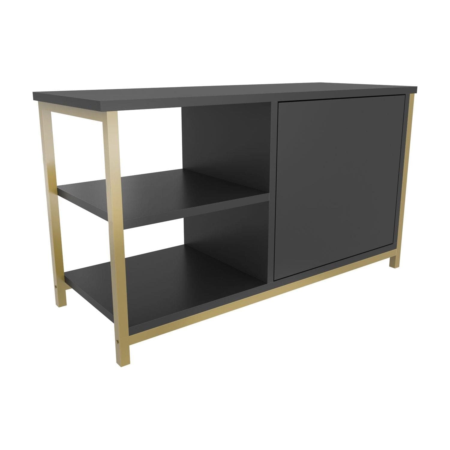 Comoda TV MUSKEGON, auriu/gri antracit, PAL melaminat/metal, 90x35x51 cm