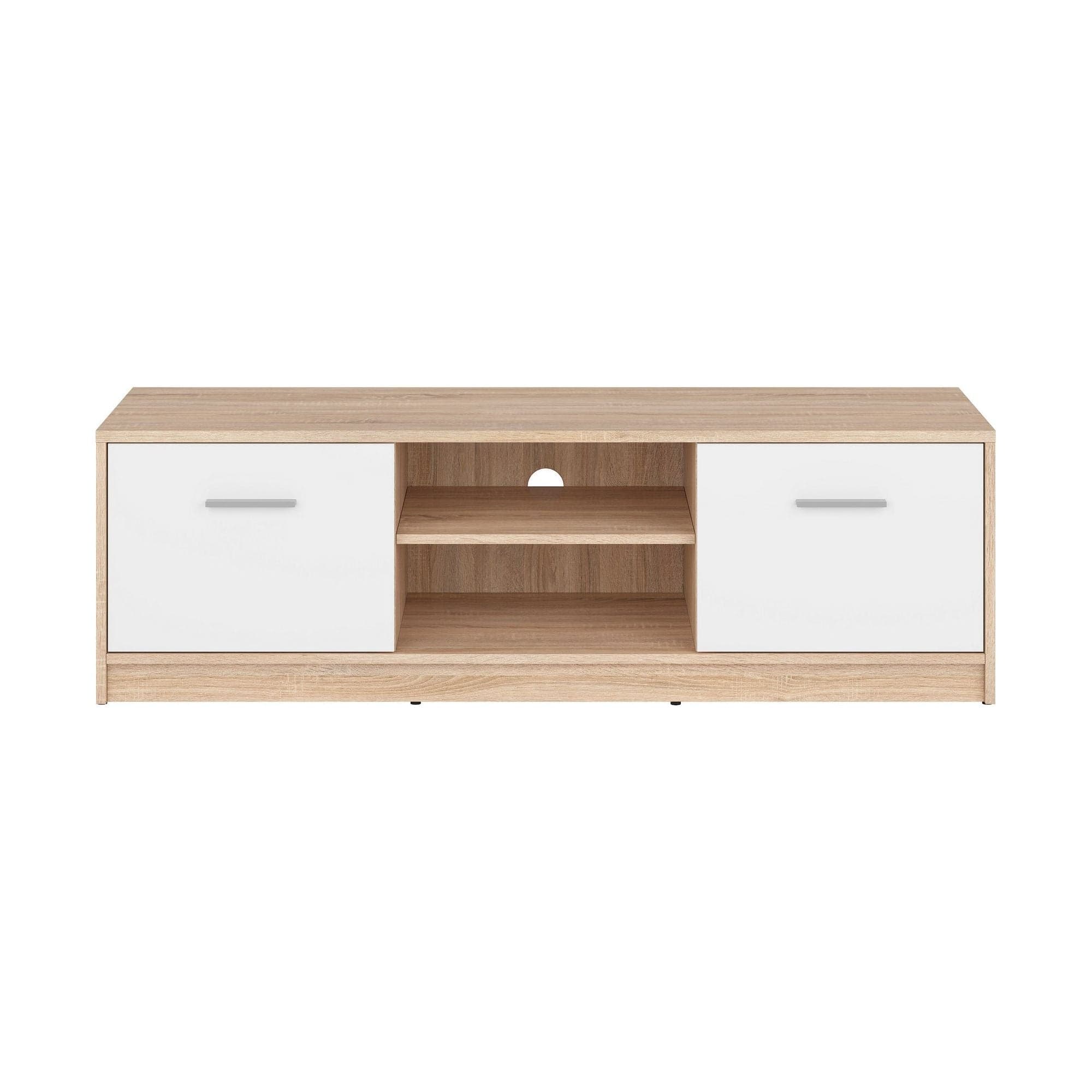 Comoda TV NEPO PLUS, stejar sonoma/alb, PAL laminat, 139x47x43 cm