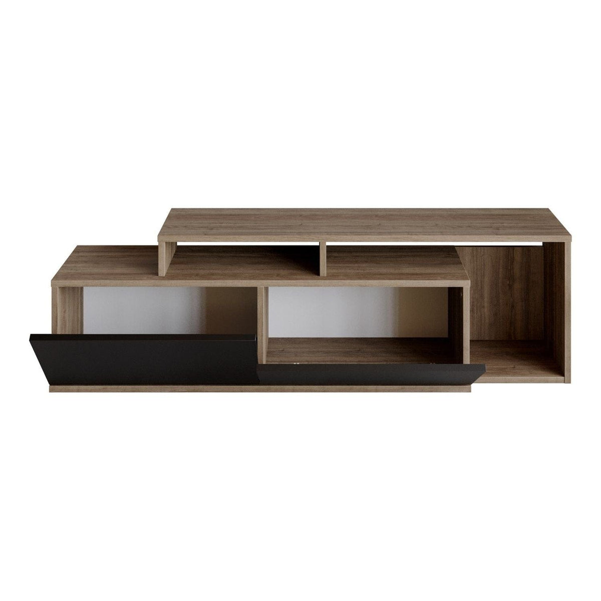Comoda TV Nexera, negru/nuc, PAL melaminat, 150x35x43 cm