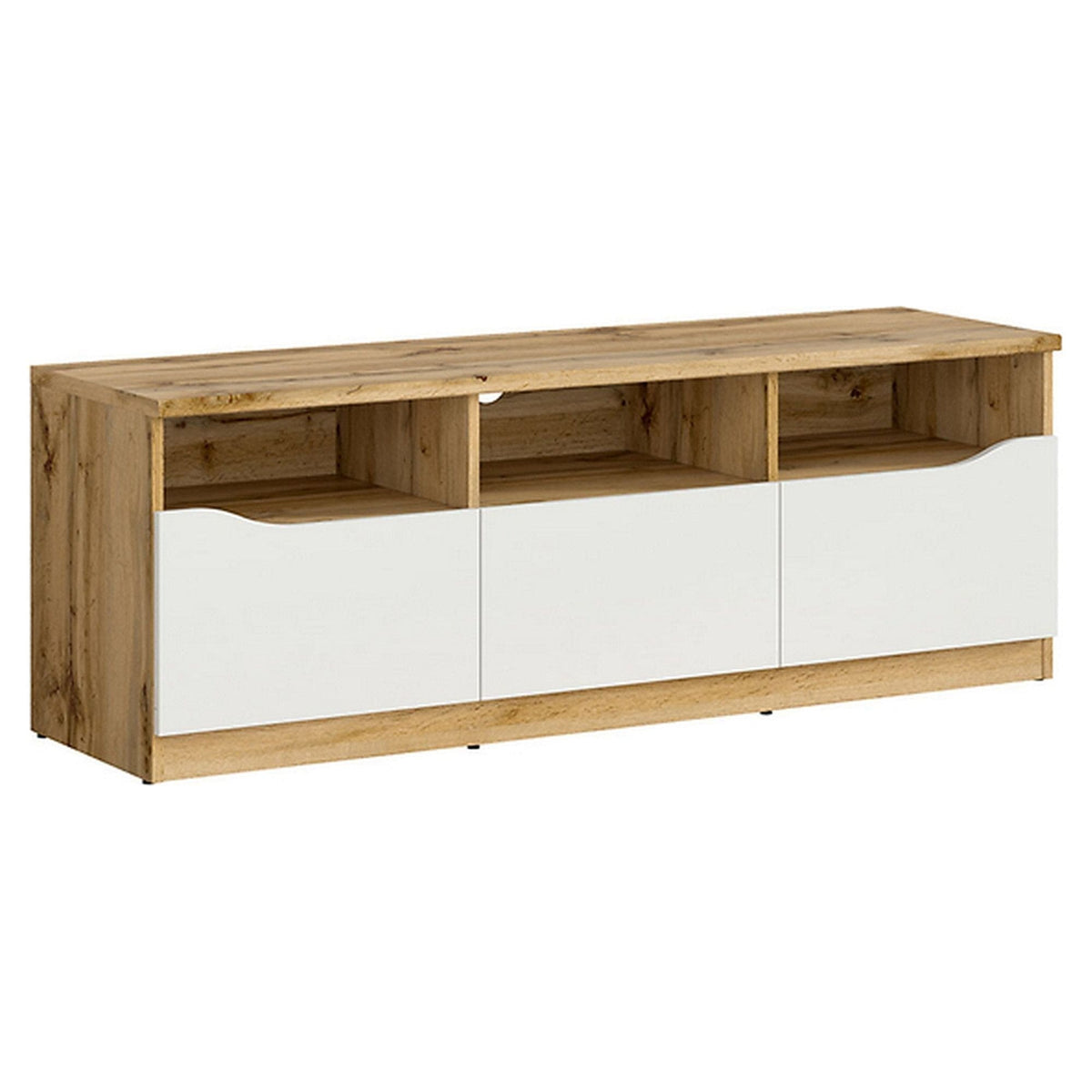 Comoda TV NUIS, stejar/alb lucios, 135x40x48 cm