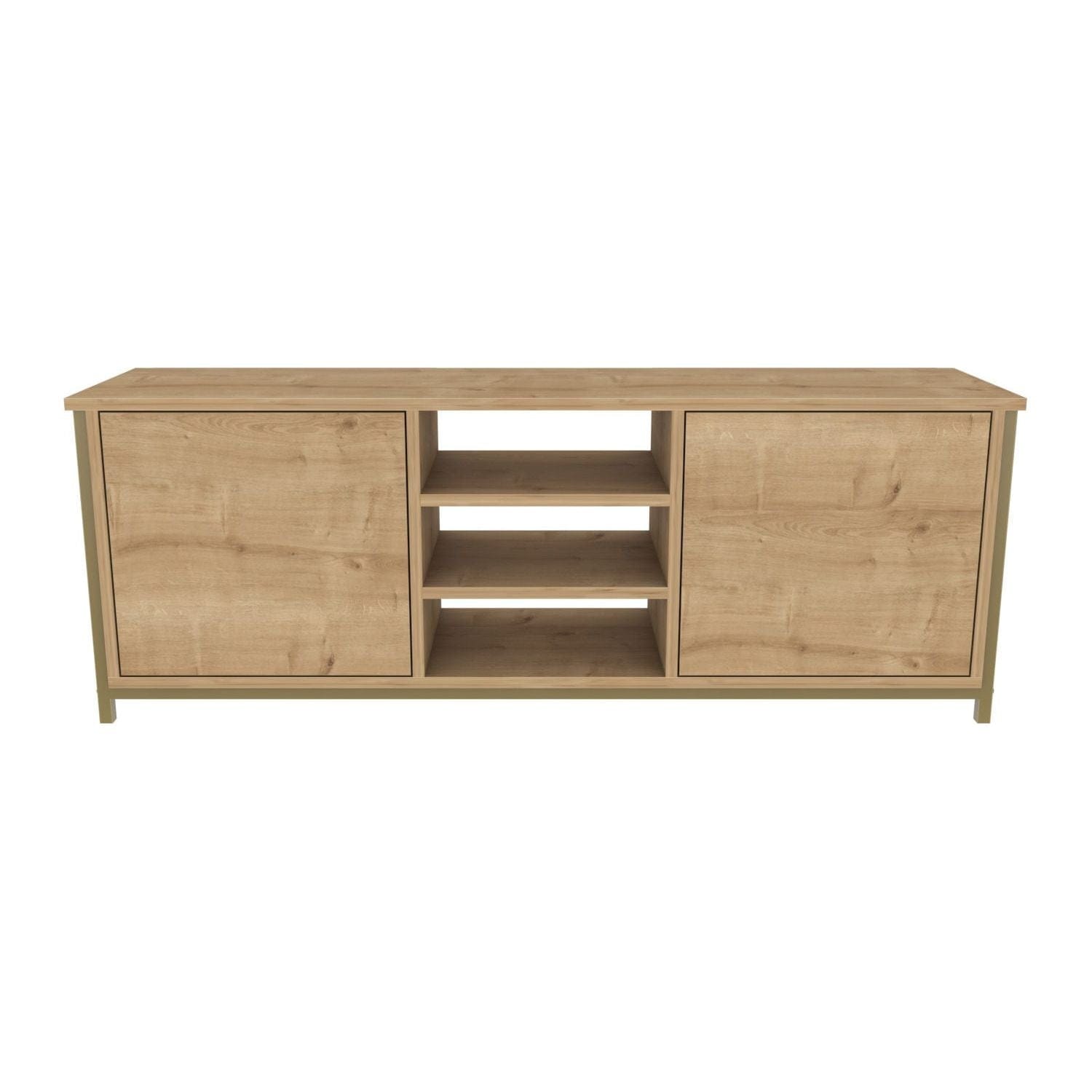 Comoda TV OTIS, stejar/auriu, PAL melaminat, 140x35x51 cm