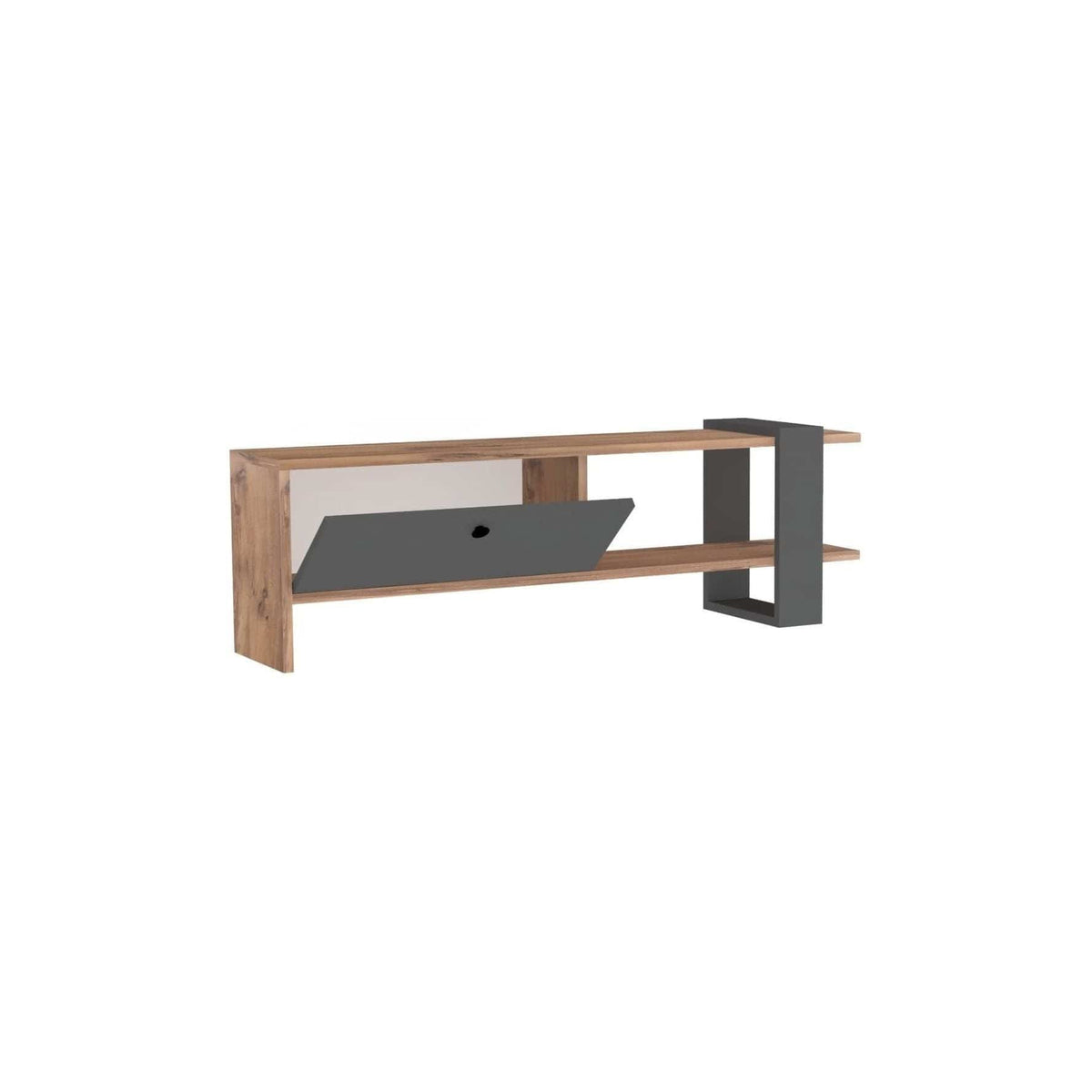 Comoda TV OVA, stejar/gri antracit, PAL melaminat, 120x25x37 cm
