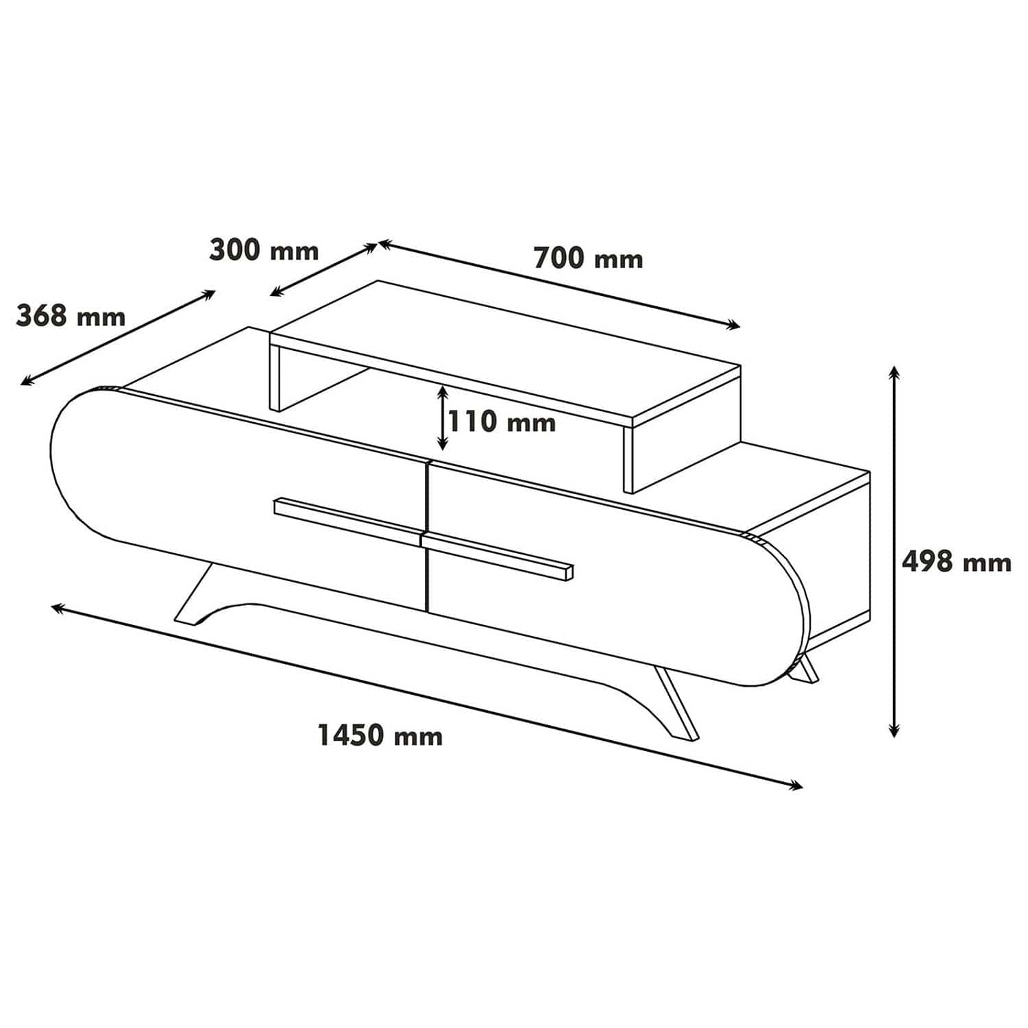 Comoda TV ROSE, nuc/alb, PAL melaminat, 145x37x50 cm