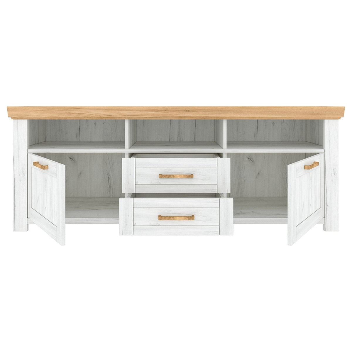 Comoda TV SUDBURY, stejar craft auriu/stejar craft alb, DTD laminat, 168x48x63 cm