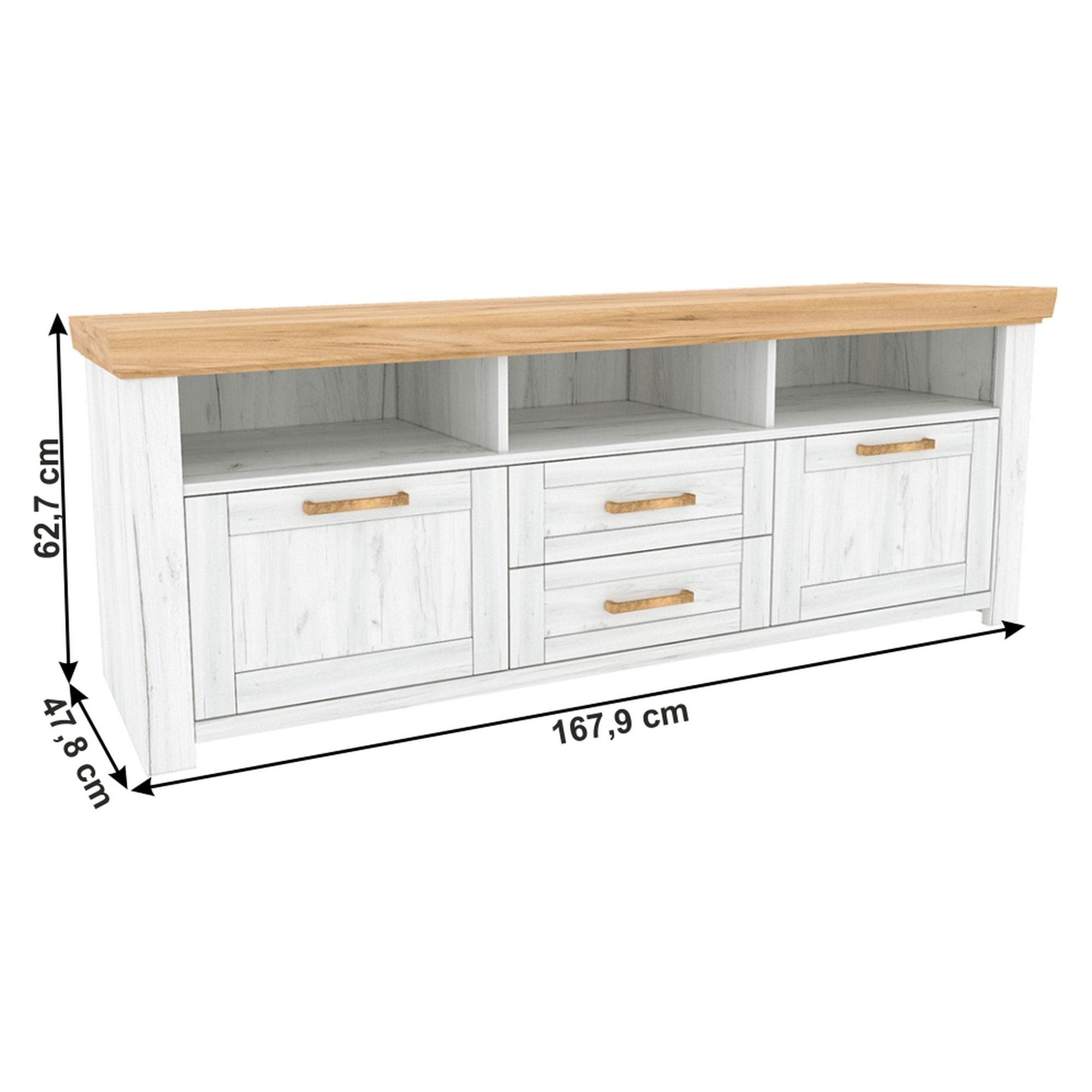 Comoda TV SUDBURY, stejar craft auriu/stejar craft alb, DTD laminat, 168x48x63 cm