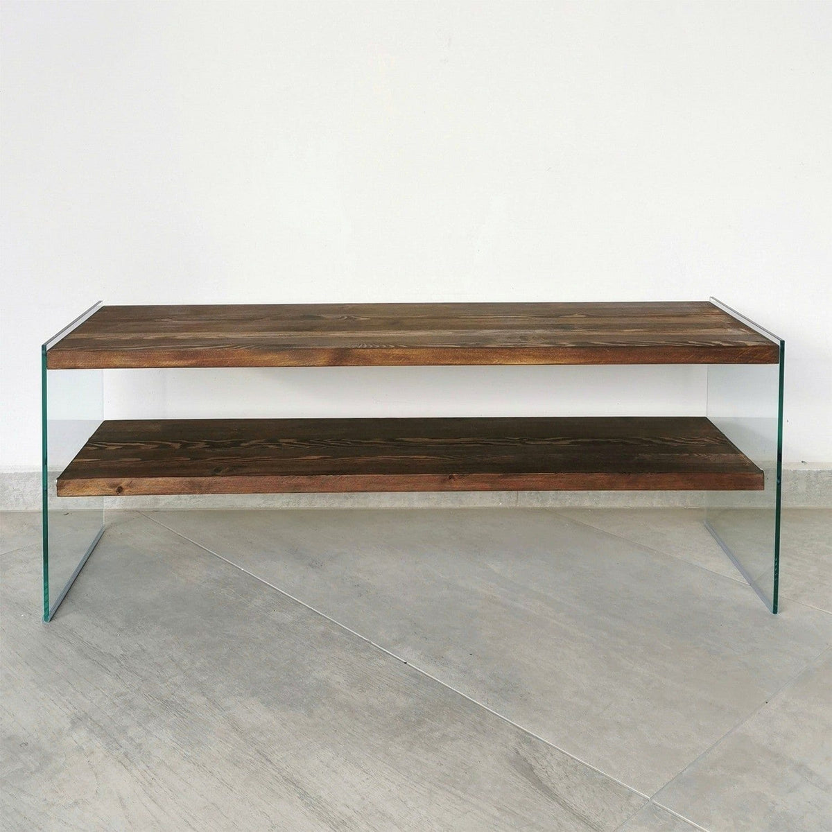 Comoda TV TV103, nuc, sticla/lemn, 120x35x45 cm