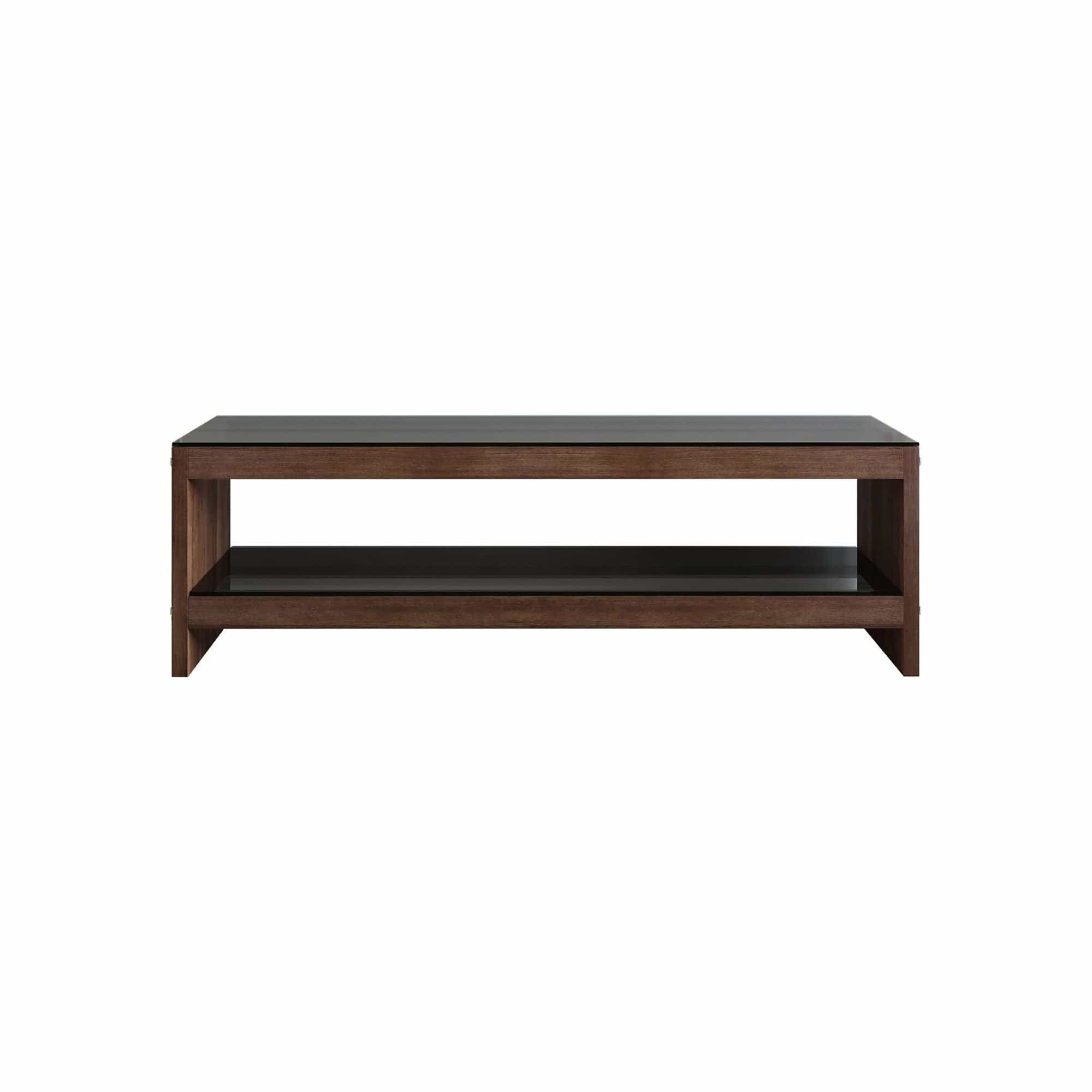 Comoda TV TV301, nuc, lemn/sticla, 140x40x45 cm