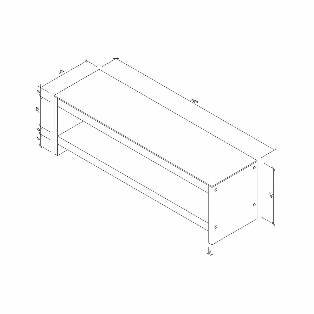 Comoda TV TV301, nuc, lemn/sticla, 140x40x45 cm