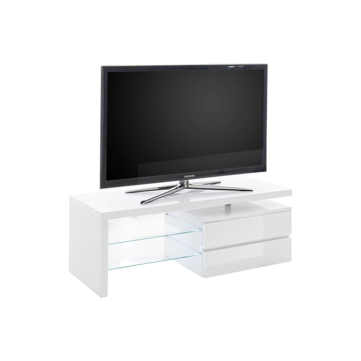 Comoda TV VIOLA, alb lucios, 120x43x42 cm