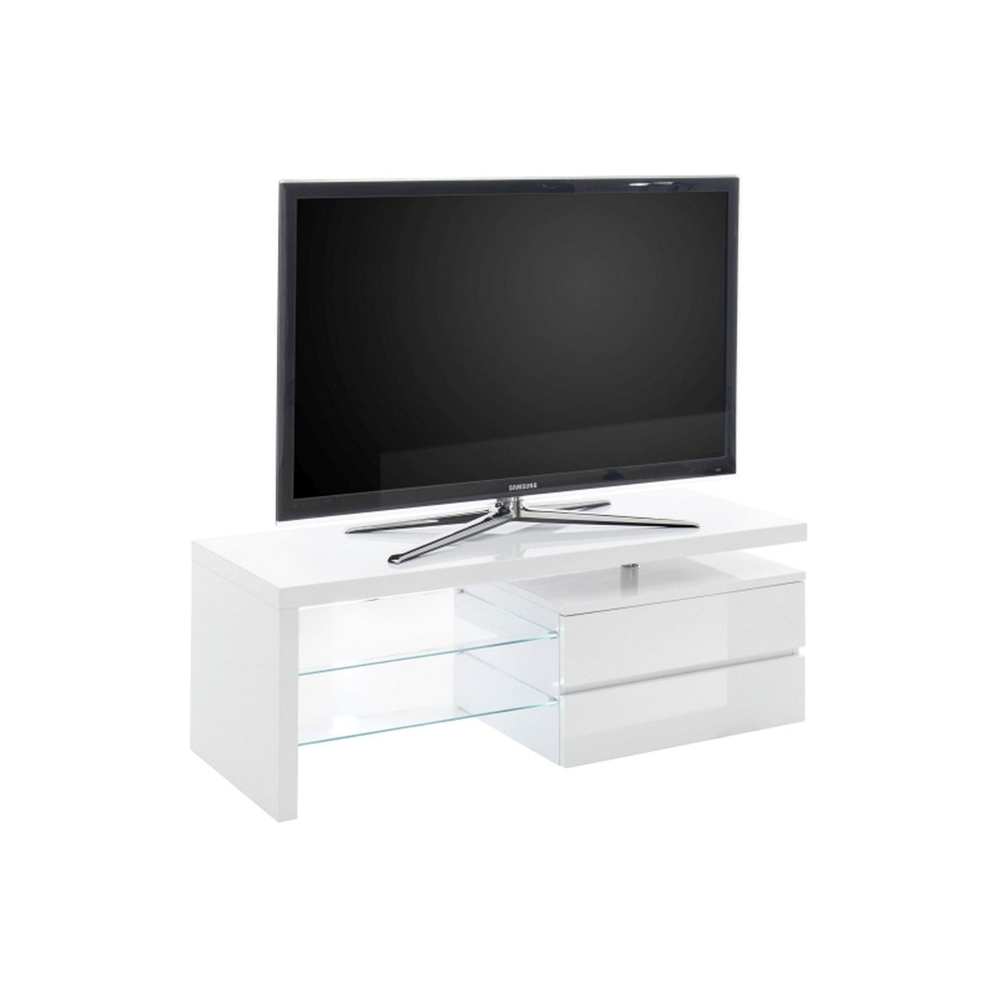 Comoda TV VIOLA, alb lucios, 120x43x42 cm