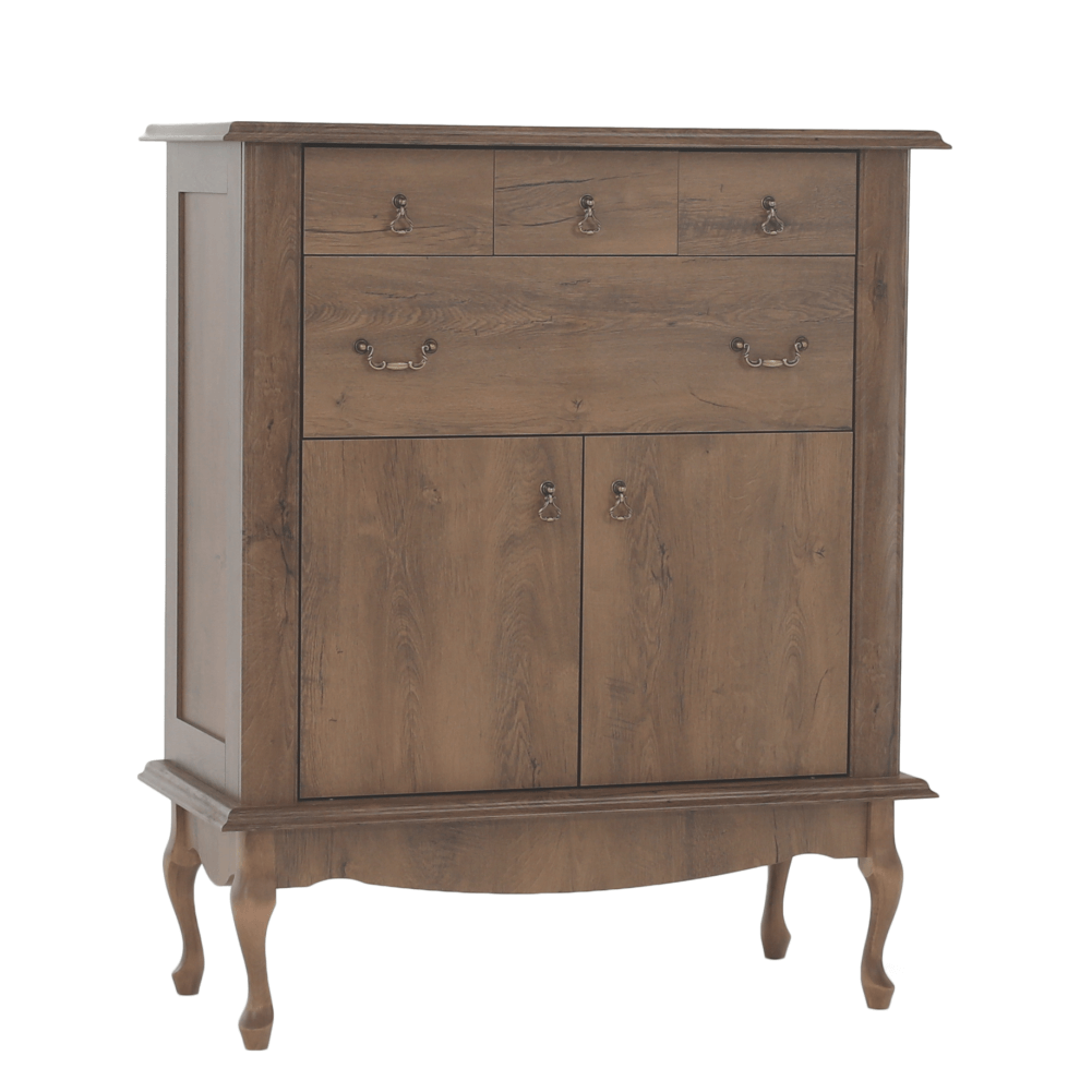 Comoda VILAR DA10, stejar lefkas, DTD laminat/metal, 105x47x125 cm