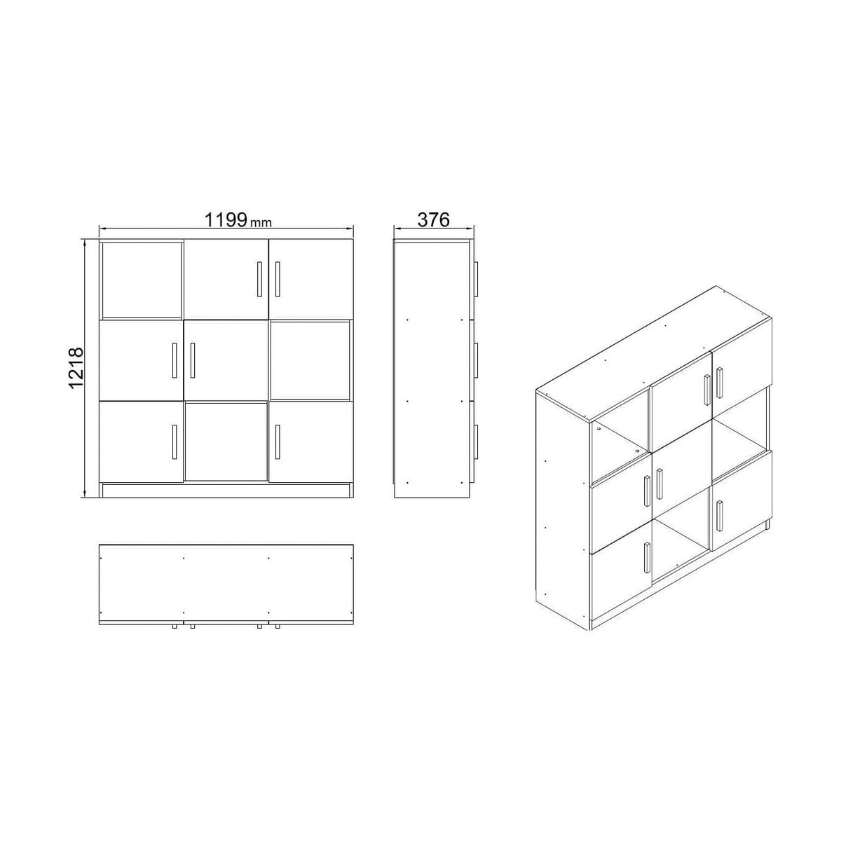 Comoda VO7-W, alb, PAL melaminat, 120x38x122 cm