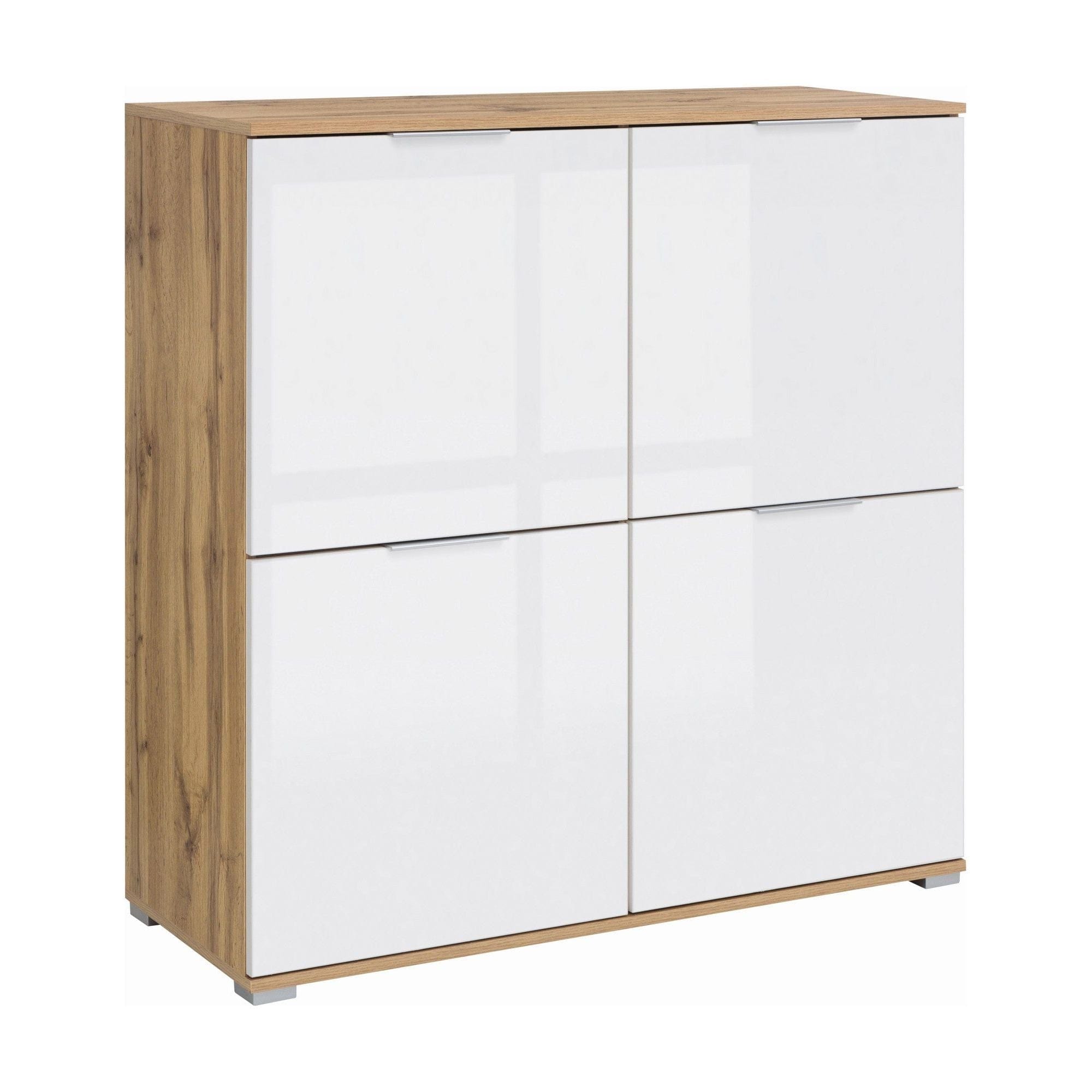 Comoda ZELE KOM4D, alb/stejar wotan, PAL, 104x41x106 cm