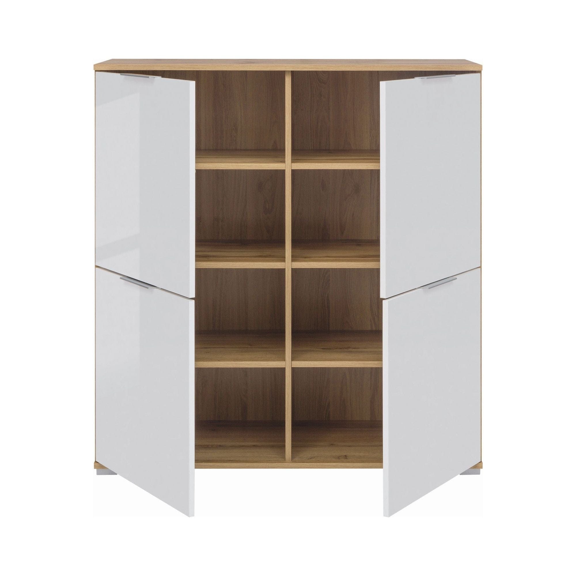 Comoda ZELE KOM4D, alb/stejar wotan, PAL, 104x41x106 cm