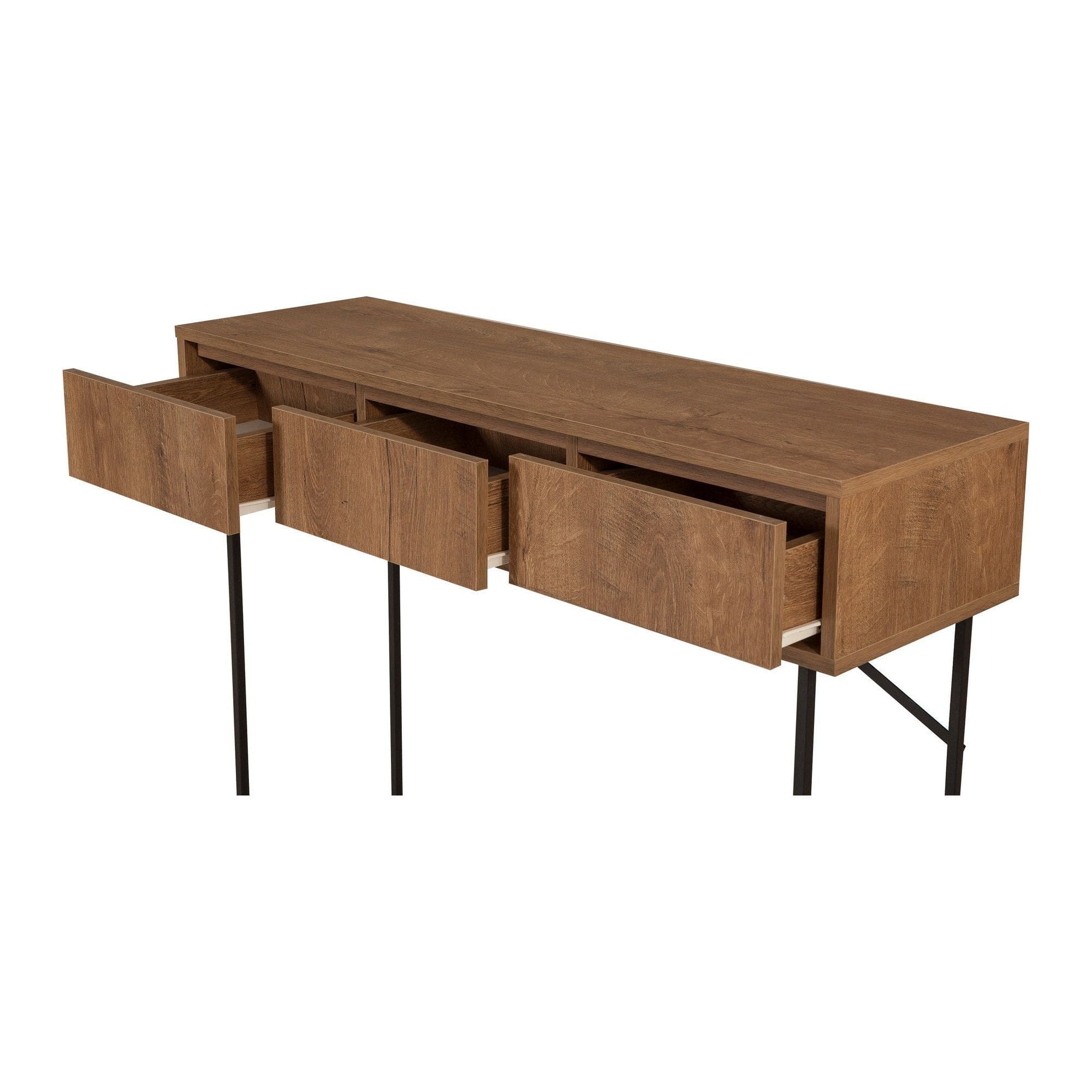 Consola MIA, nuc/negru, PAL melaminat/metal, 120x36x90 cm