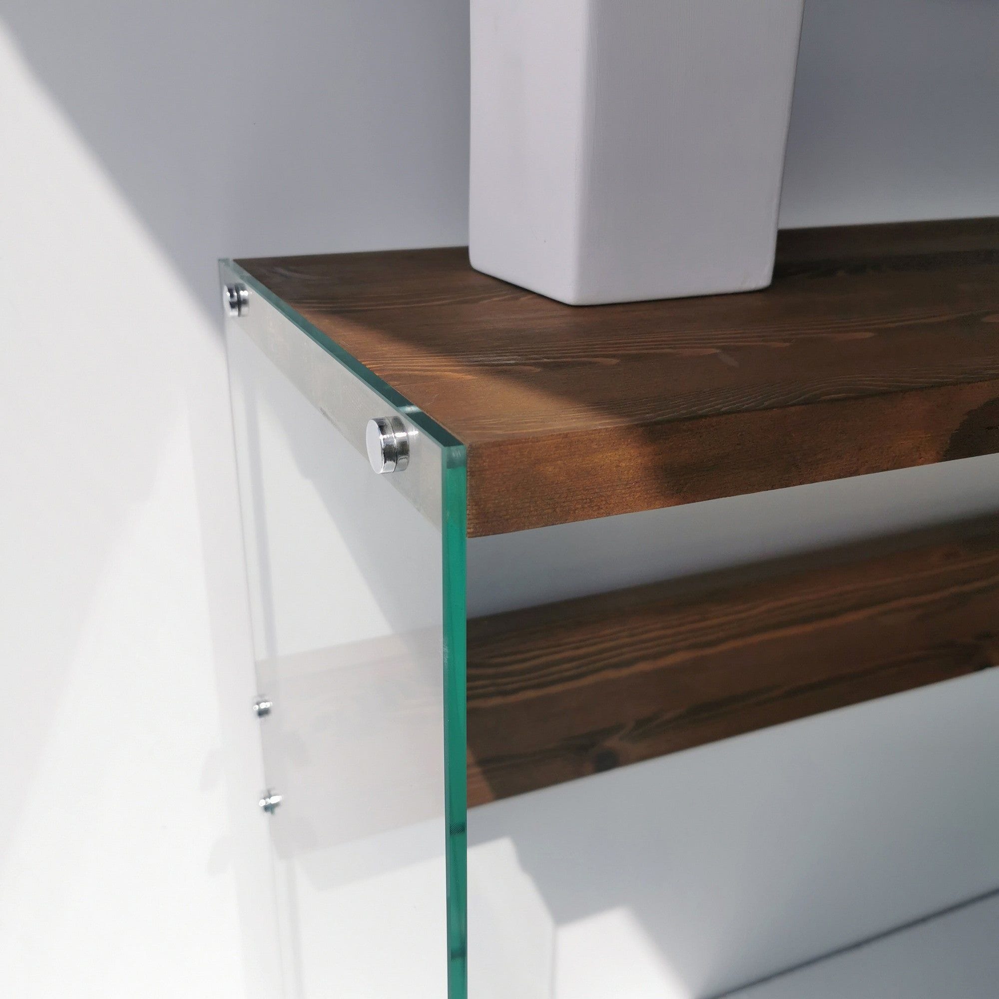 Consola NIAGARA, nuc, lemn/sticla, 91x37x80 cm