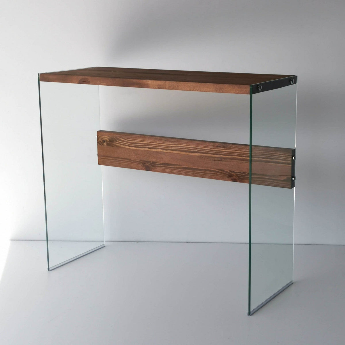 Consola NIAGARA, nuc, lemn/sticla, 91x37x80 cm