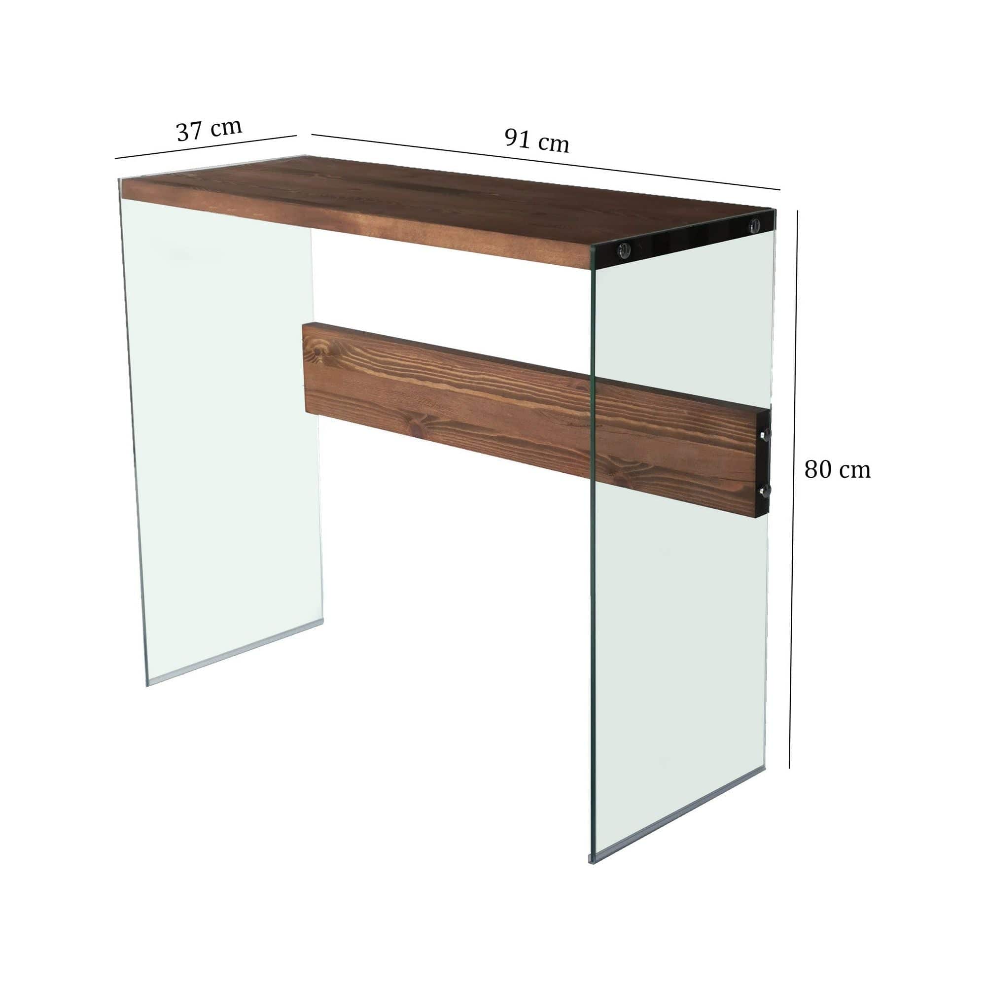 Consola NIAGARA, nuc, lemn/sticla, 91x37x80 cm
