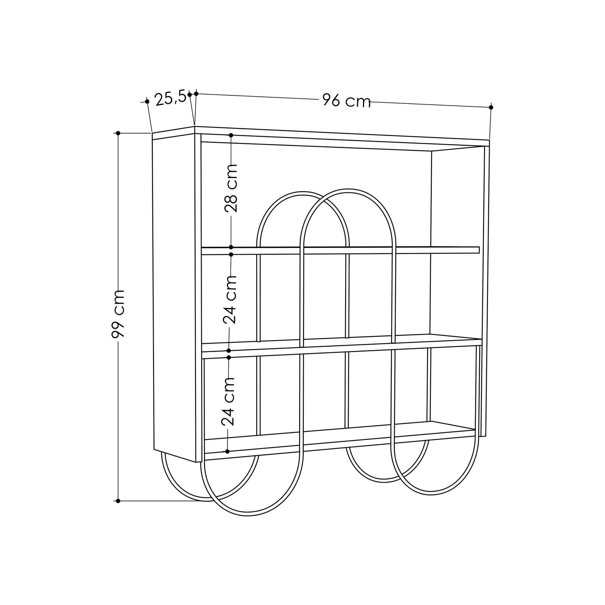 Consola NORFOLK, alb/negru, PAL melaminat/metal, 96x26x99 cm