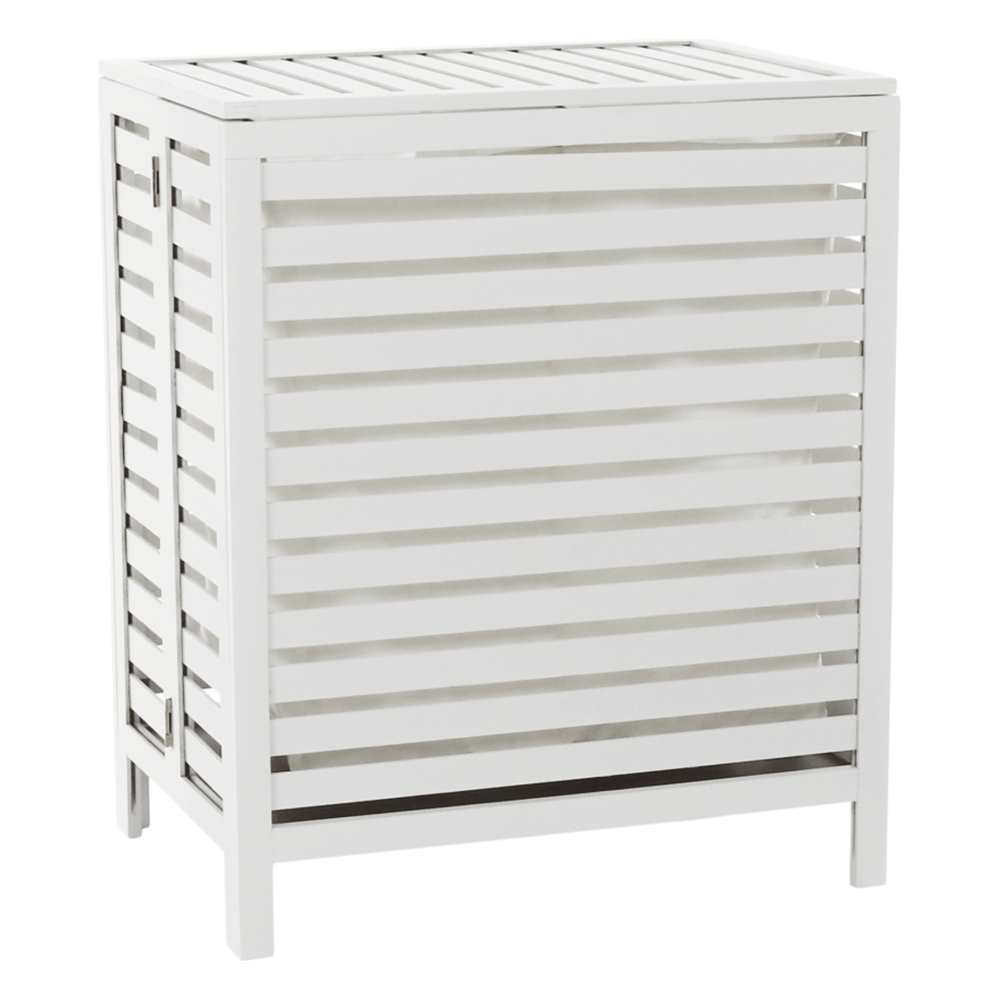 Cos de rufe MENORK, alb, bambus/material textil, 50x35x60 cm