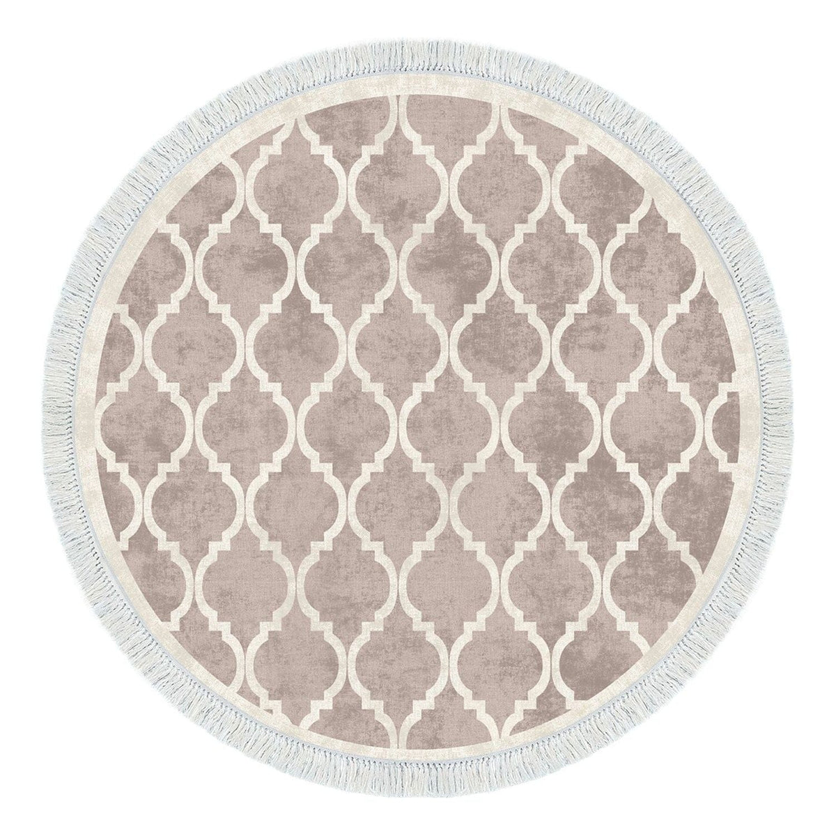 Covor, 100x100 cm, forma rotunda, poliester, crem/maro, ALN400601KR17