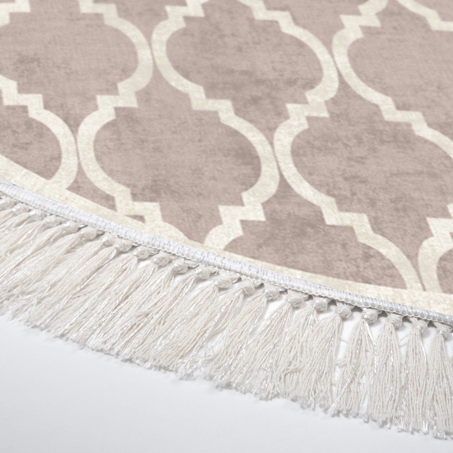 Covor, 100x100 cm, forma rotunda, poliester, crem/maro, ALN400601KR17
