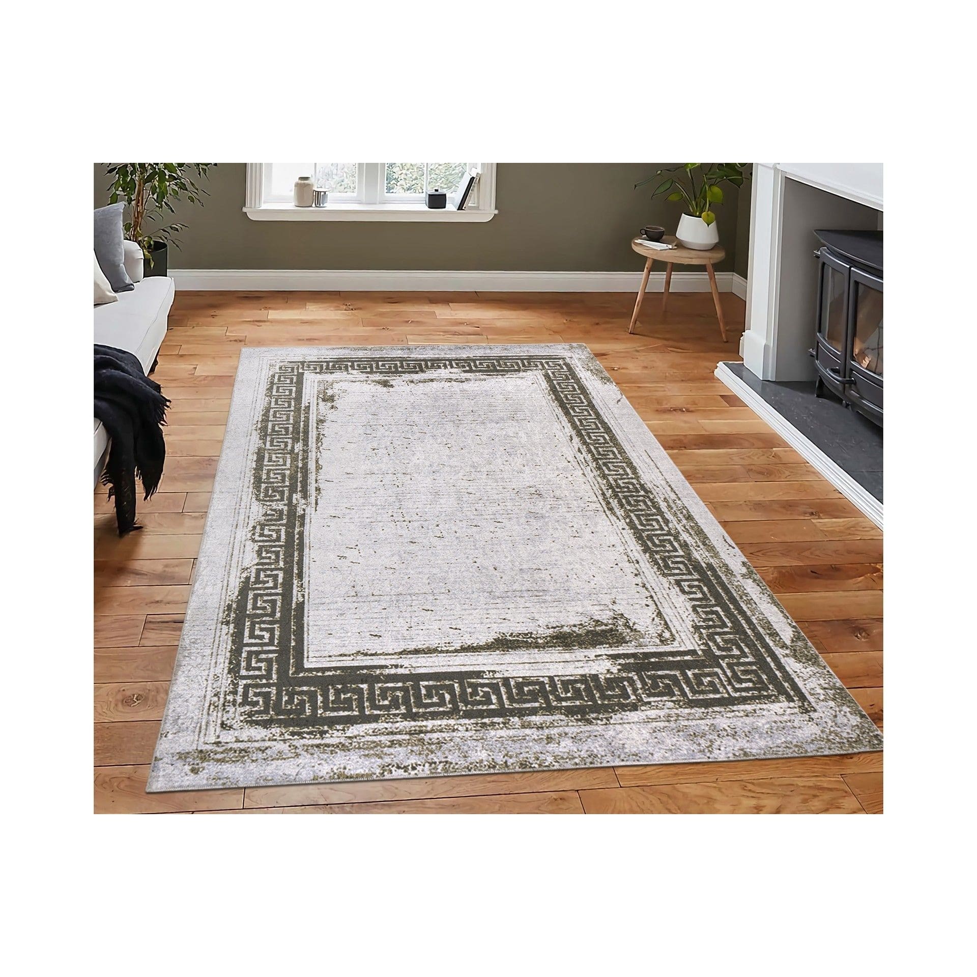 Covor, 160x230 cm, forma dreptunghiulara, tesatura de catifea, alb/maro, 4024A