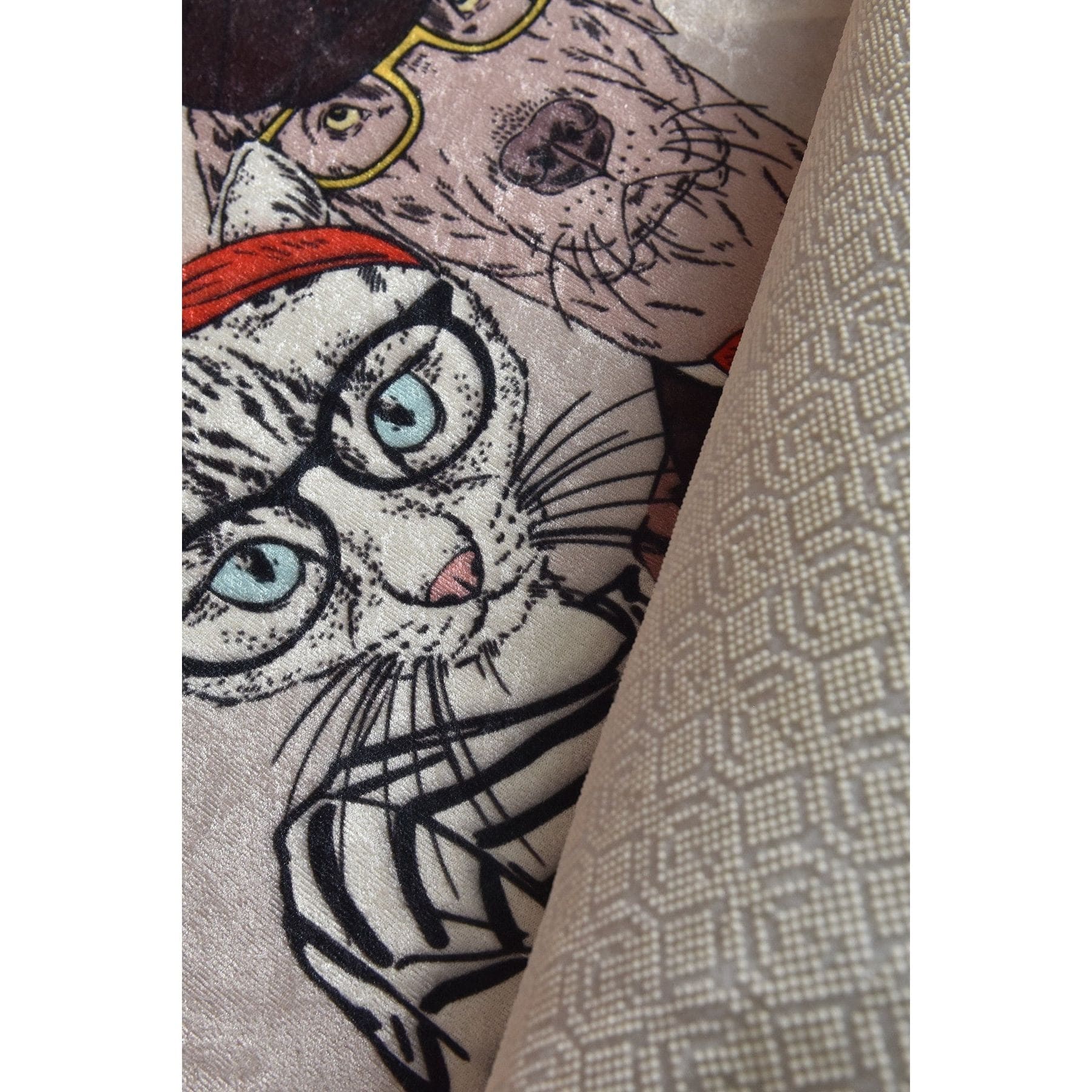 Covor BEST COUPLE, 100x100 cm, forma rotunda, stofa catifelata/poliester, multicolor